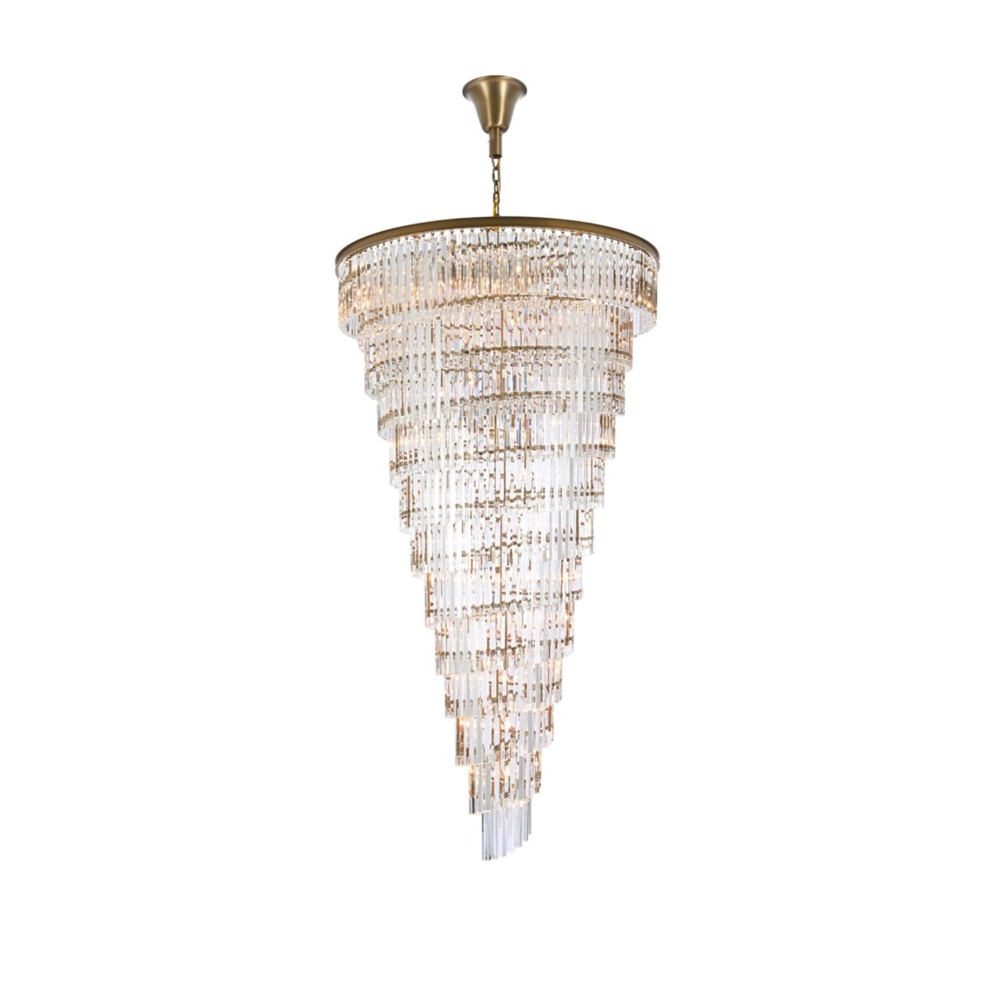 Elegant Lighting Sydney 48" Metal/Crystal Chandelier In Satin Gold/Clear