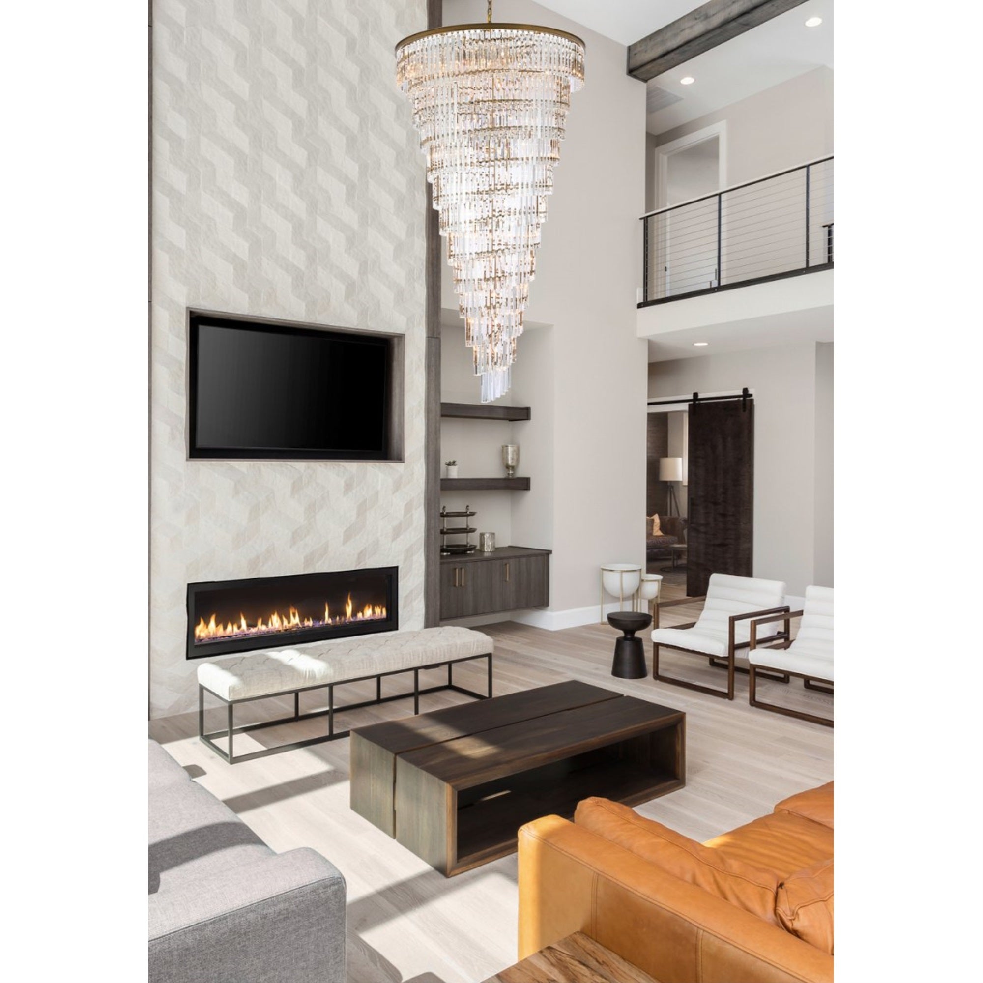 Elegant Lighting Sydney 48" Metal/Crystal Chandelier In Satin Gold/Clear