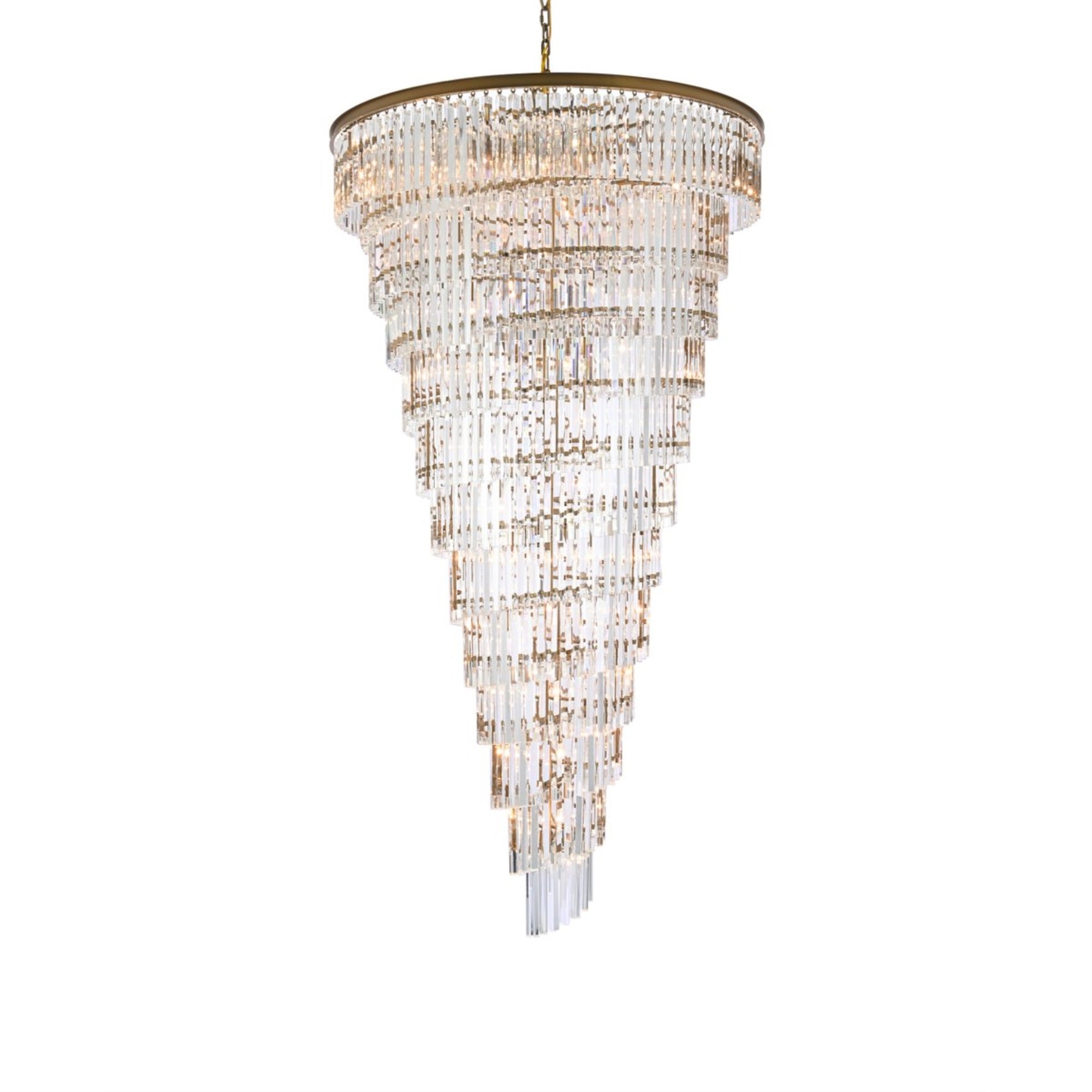 Elegant Lighting Sydney 48" Metal/Crystal Chandelier In Satin Gold/Clear