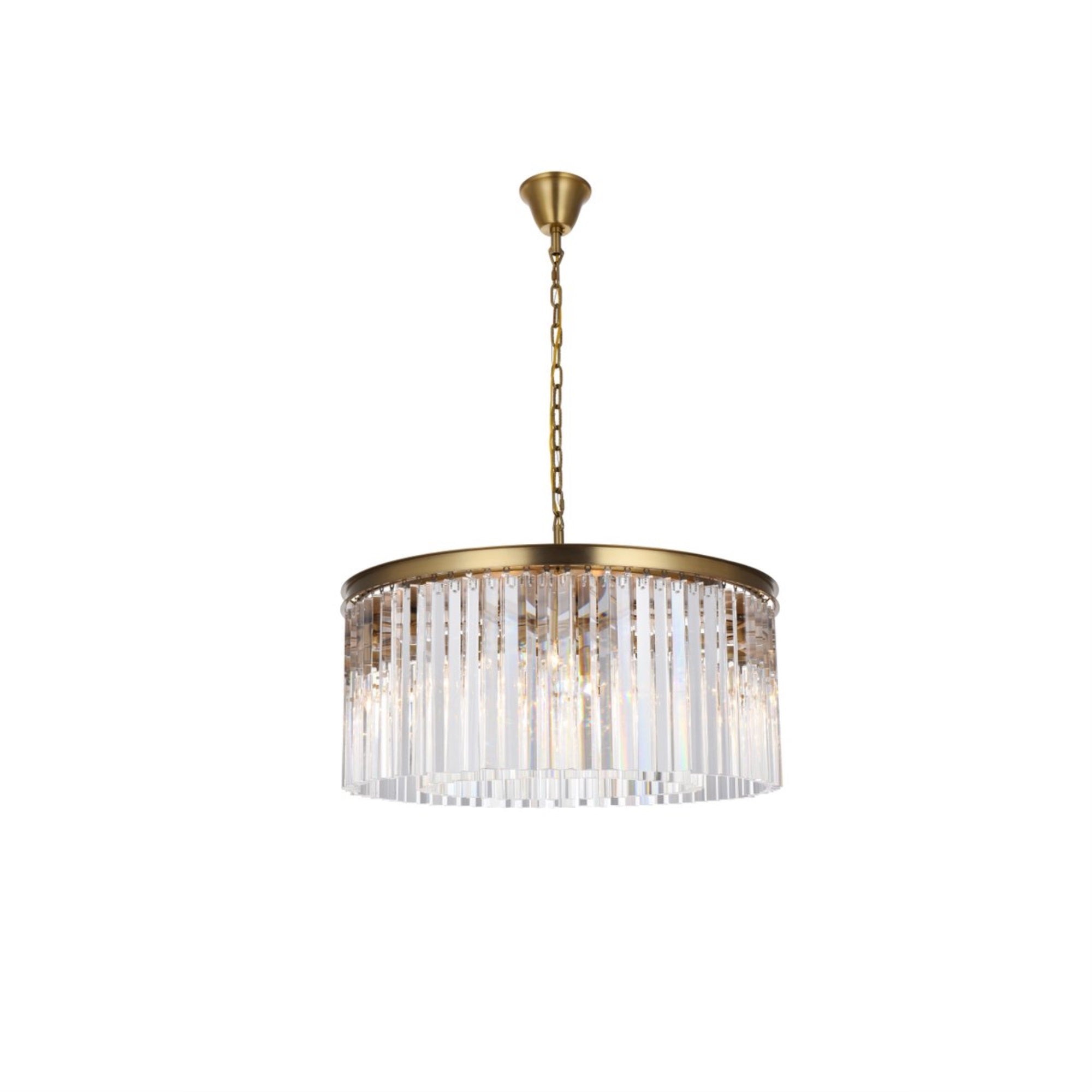 Elegant Lighting Crystal Chandelier 31.5in Round Satin Gold 1208D31SG/RC