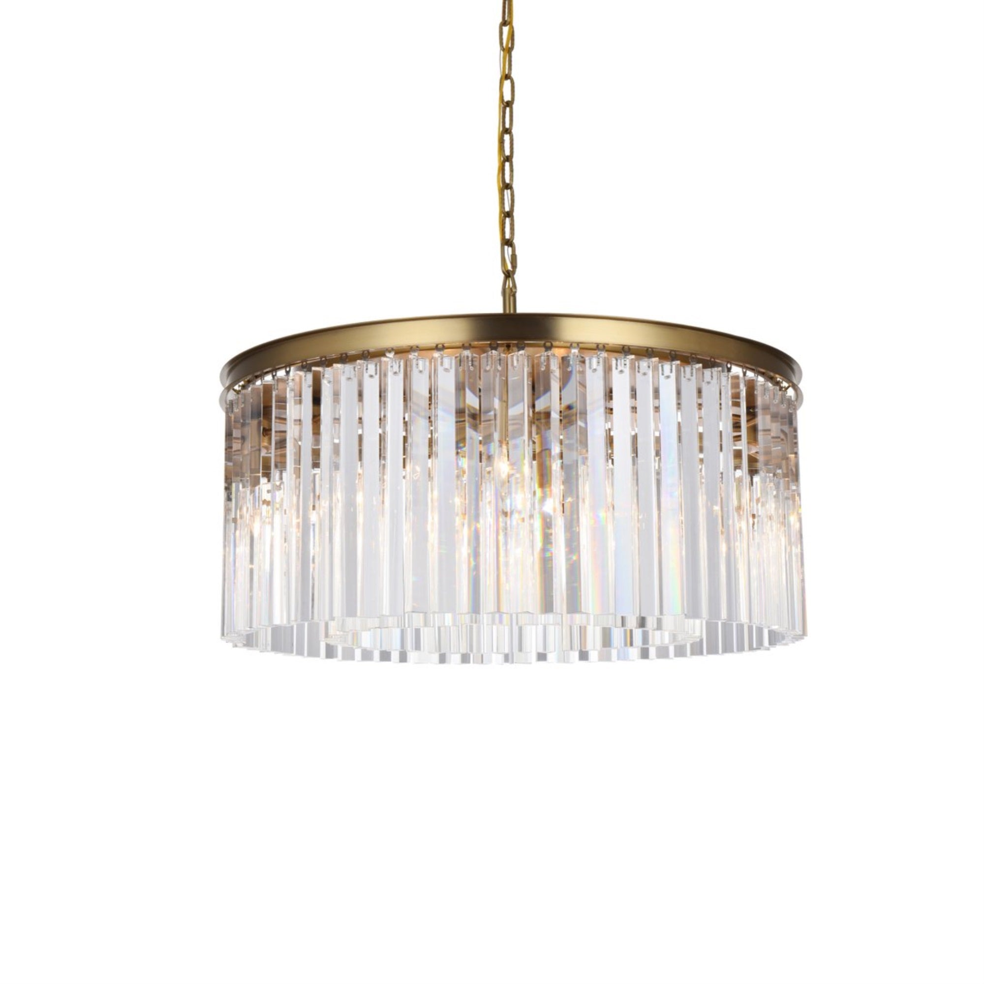 Elegant Lighting Crystal Chandelier 31.5in Round Satin Gold 1208D31SG/RC