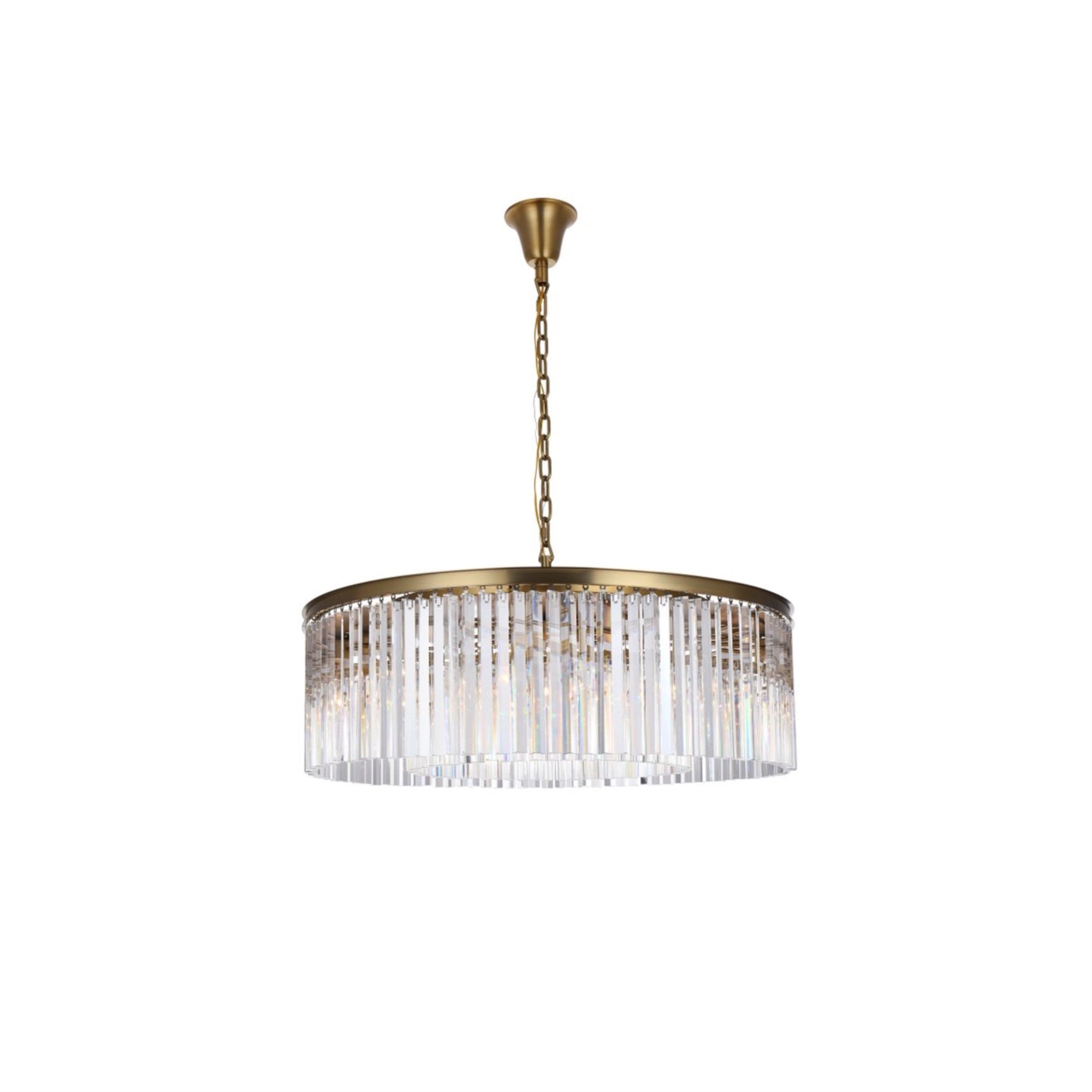 Elegant Lighting Sydney Crystal Chandelier, 43.5 inch, Satin Gold, Iron, Model 1208G43SG/RC