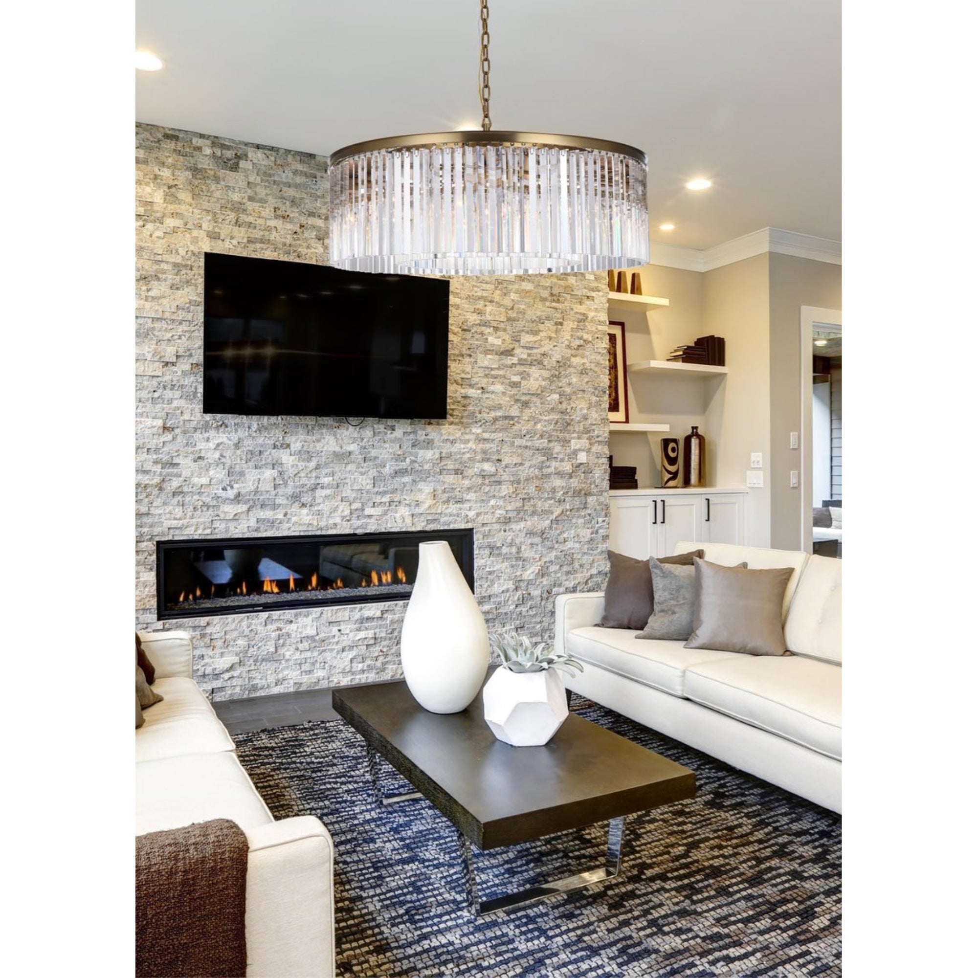 Elegant Lighting Sydney Crystal Chandelier, 43.5 inch, Satin Gold, Iron, Model 1208G43SG/RC