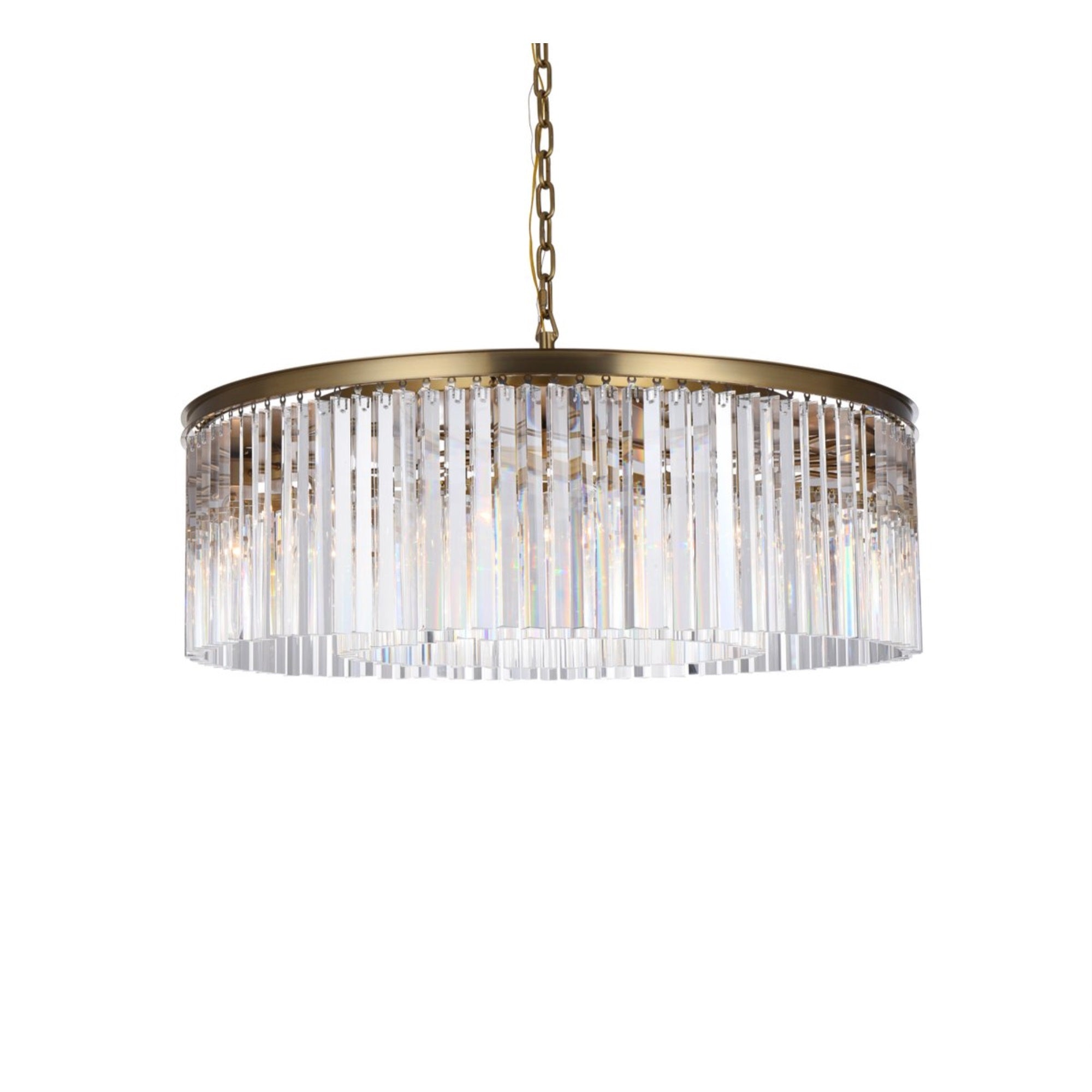 Elegant Lighting Sydney Crystal Chandelier, 43.5 inch, Satin Gold, Iron, Model 1208G43SG/RC