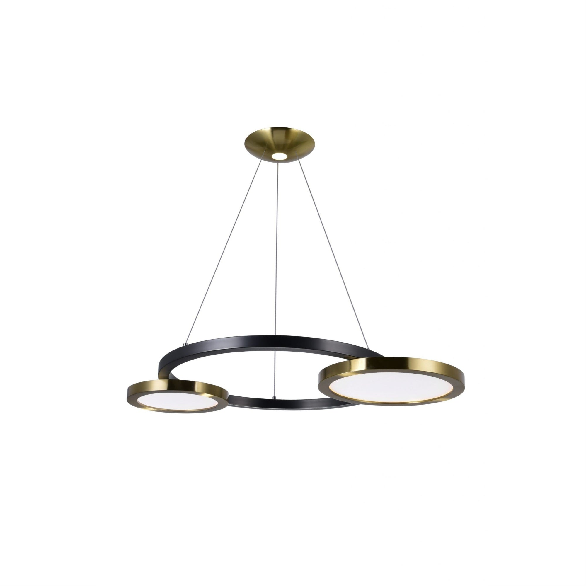 LED Chandelier with Brass & Pearl Black Finish
