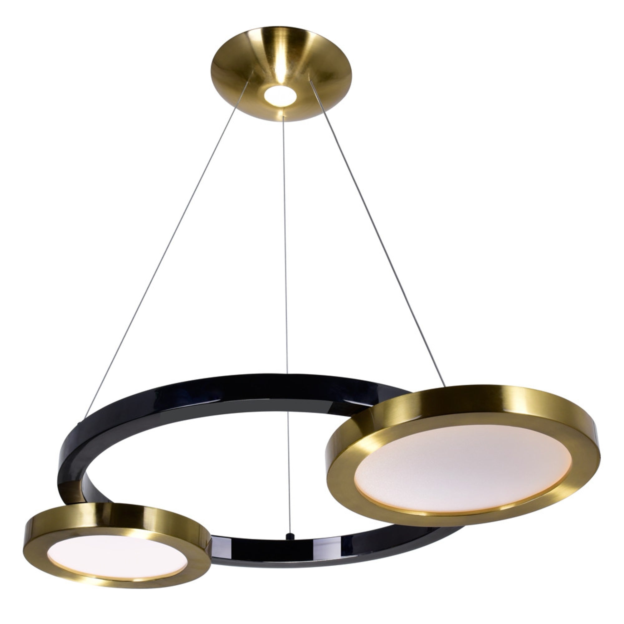 LED Chandelier with Brass & Pearl Black Finish