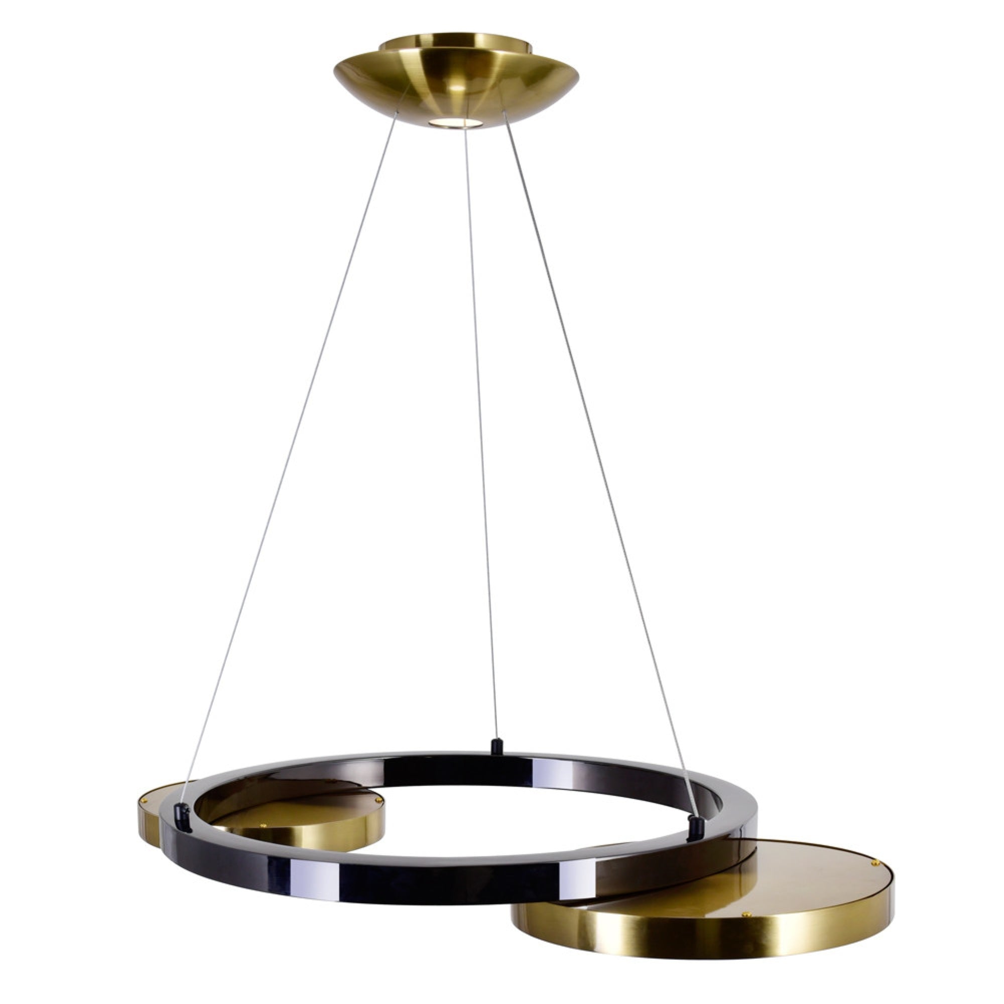 LED Chandelier with Brass & Pearl Black Finish