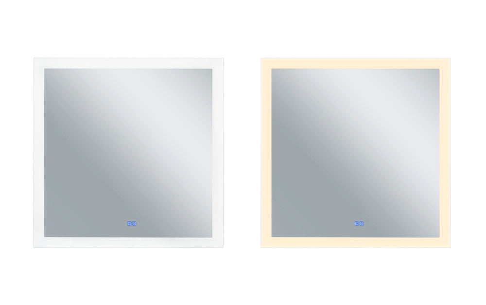 Square Matte White LED 36 in. Mirror From our Abigail Collection