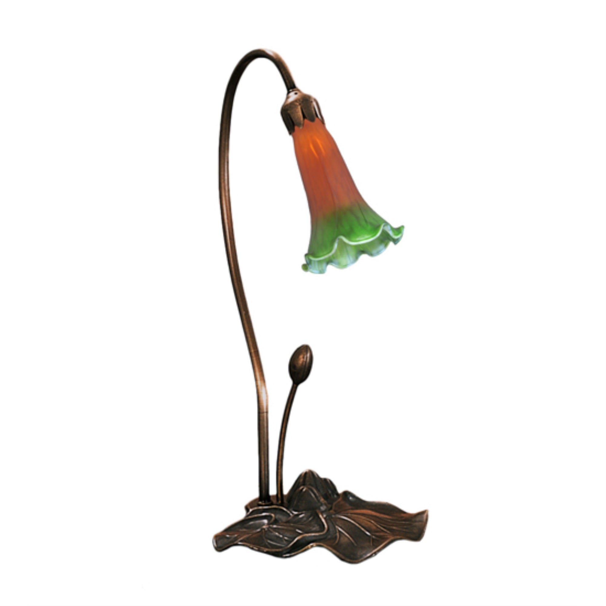 16 inchH Amber/Green Pond Lily Accent Lamp