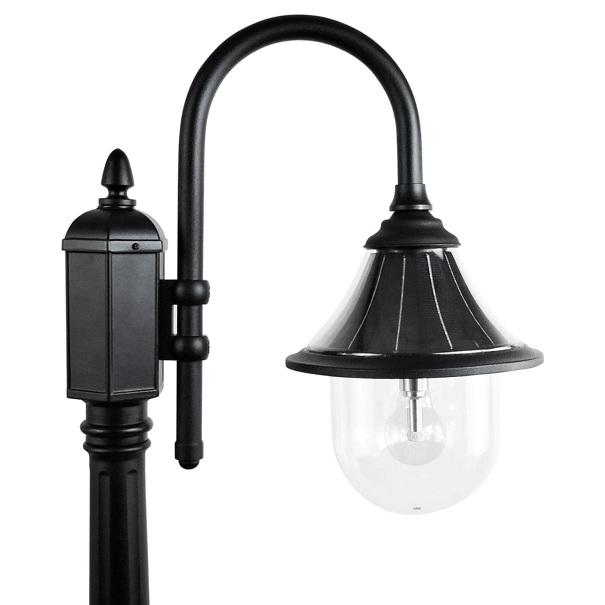 Gama Sonic Solar Lamp Post Light Kit, Black Aluminum, 94.63in Tall, Warm White 2700K, Model 123BM50001