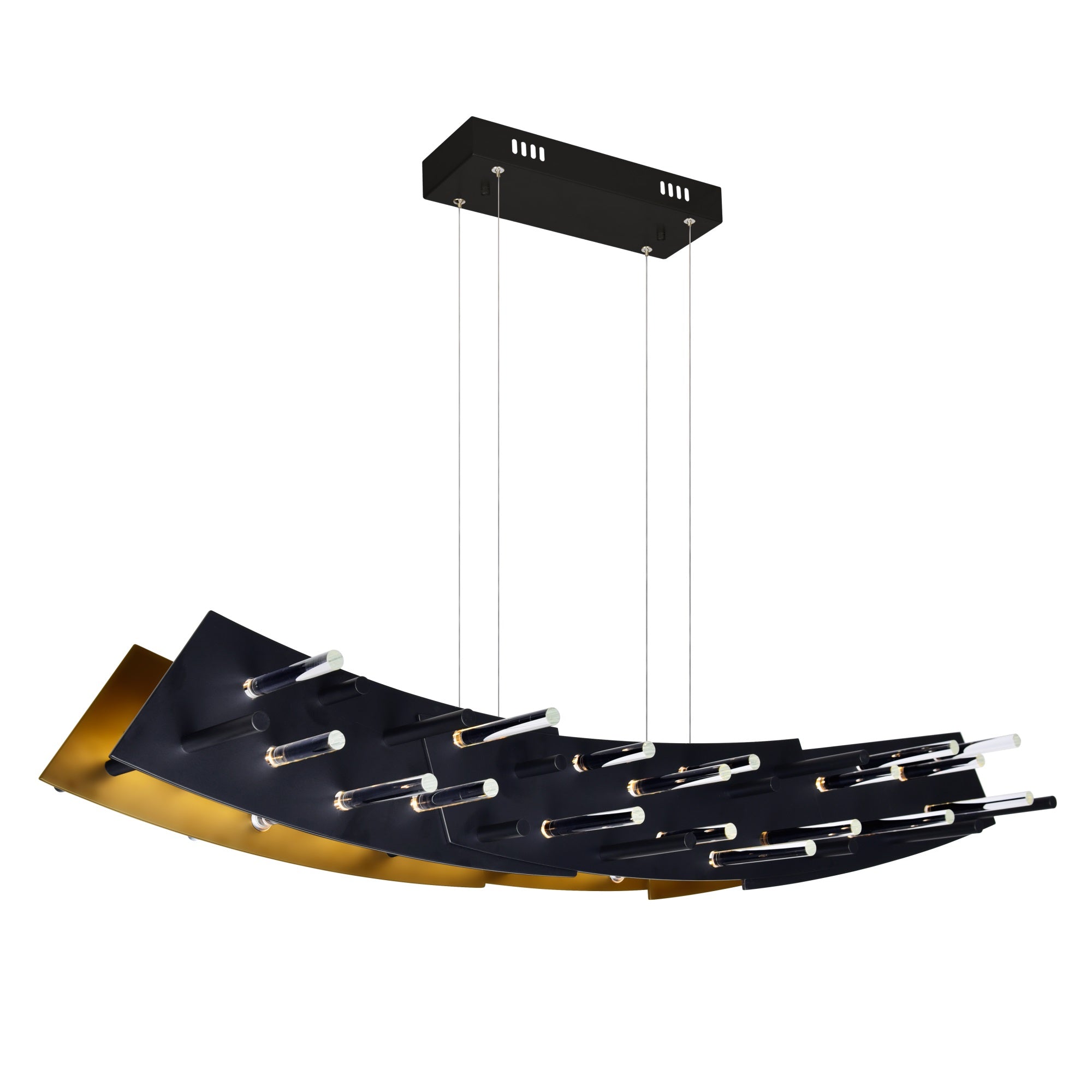CWI Lighting Gondola LED Chandelier, Metal, Black, Model 1244P40-101
