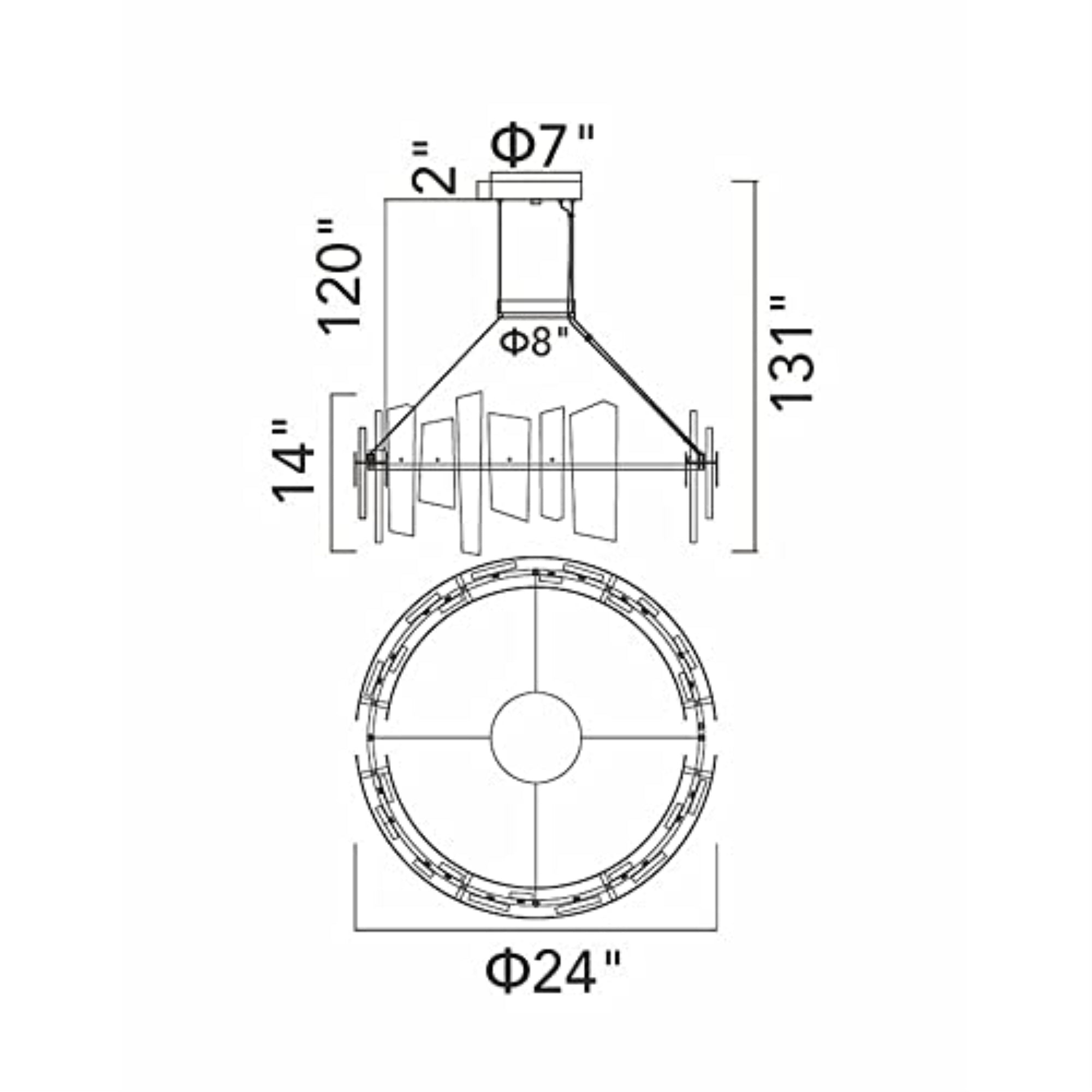 Guadiana 24 in LED Black Chandelier