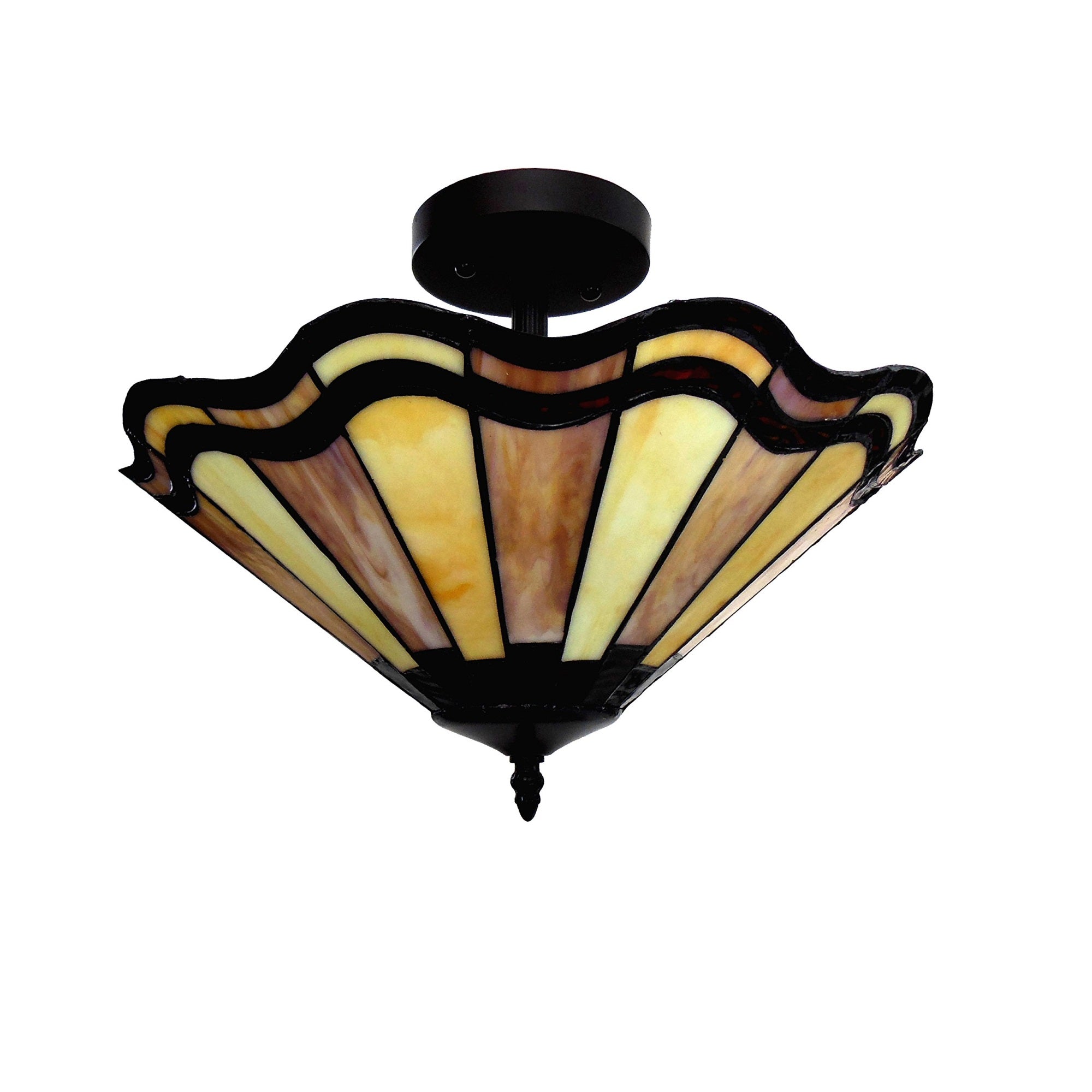 Chloe Ch14003Am16-Uf2 Heidi Tiffany-Style Semi-Flush Ceiling Fixture With 16" Shade, 14 X 16 X 16, Bronze