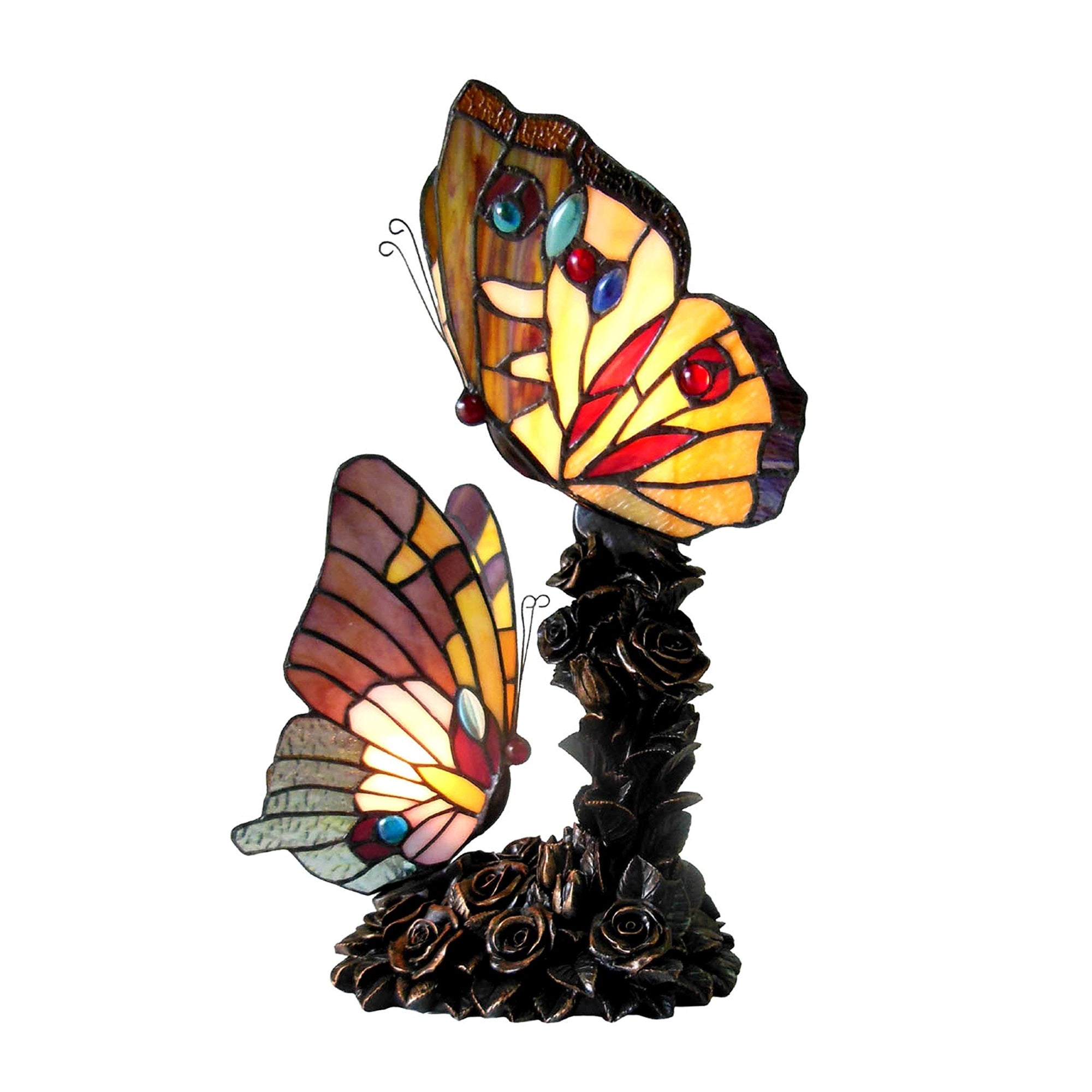 Chloe Ch15107Aa17-Tl2 10&quot; Wide Edith 1 Tiffany-Style 2 Light Butterfly Table Lamp, 17 X 8.75 X 8.75, Multicolor