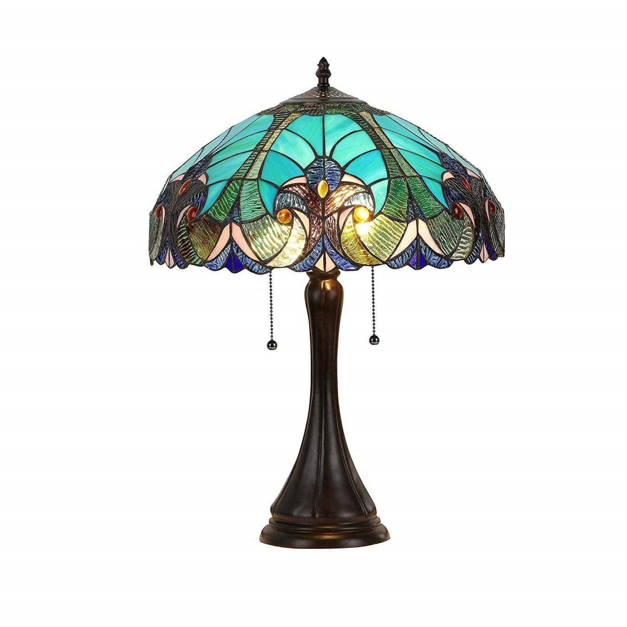 Chloe Lighting Amor Tiffany-Style 2 Light Victorian Table Lamp 16'' Shade