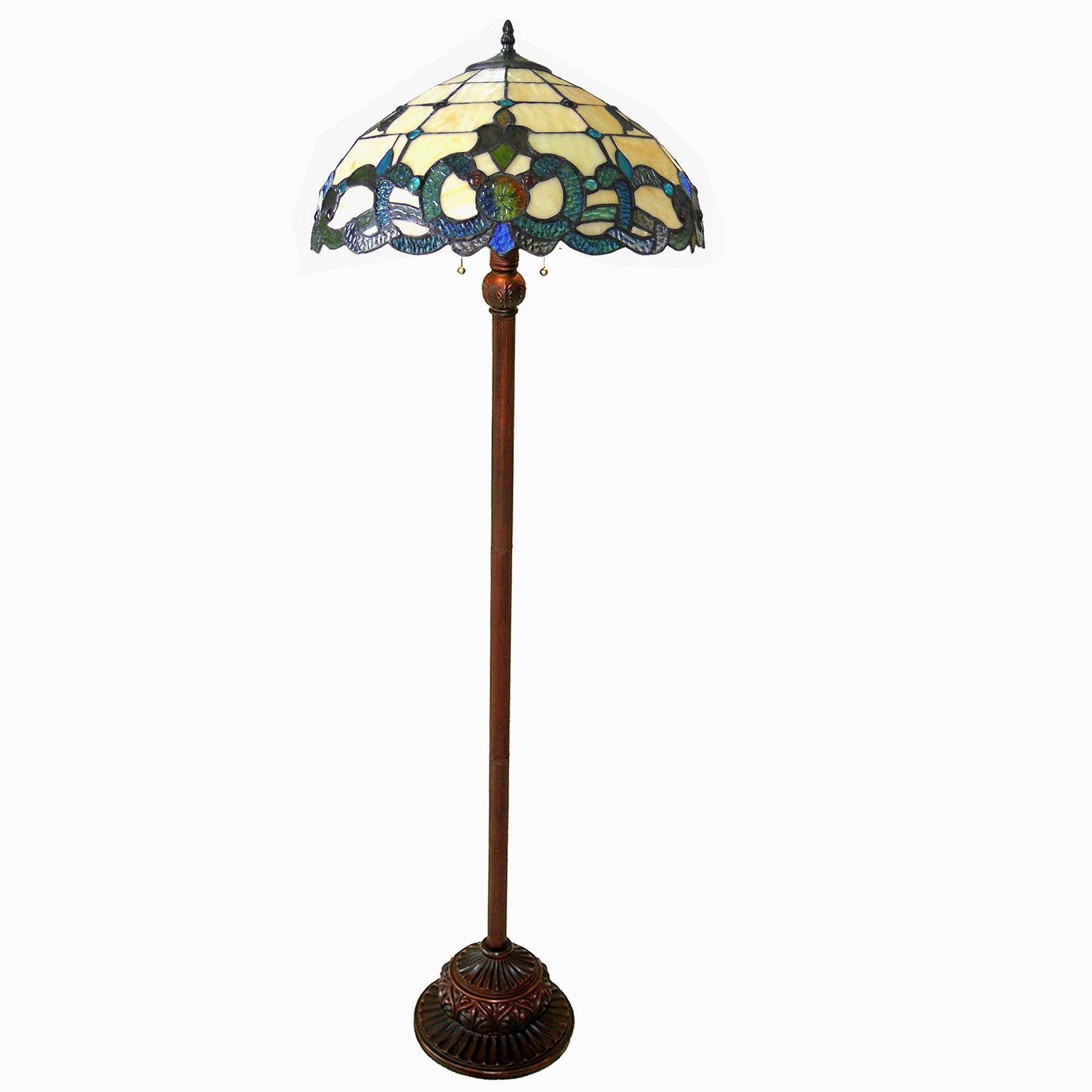 Chloe Ch18043Iv18-Fl2 2 Light Victorian 18&quot; Shade Doutzen Tiffany-Style Floor Lamp, 63 X 18 X 18 X Inch, Multicolor