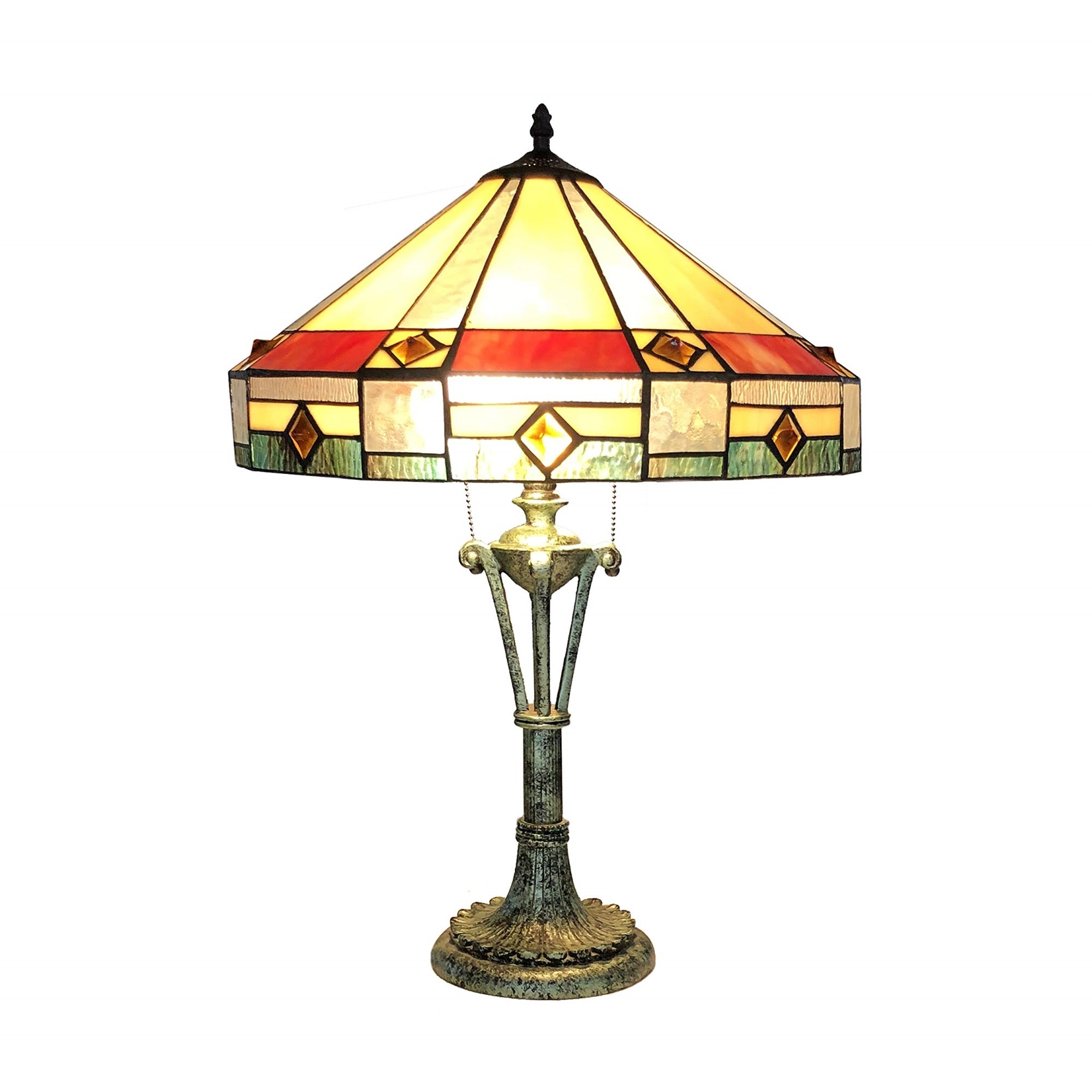 Chloe Ch18143Am18-Tl2 Ridley Tiffany-Style Mission Table Lamp With 18&quot; Shade, 26.5 X 18 X 18, Multicolor