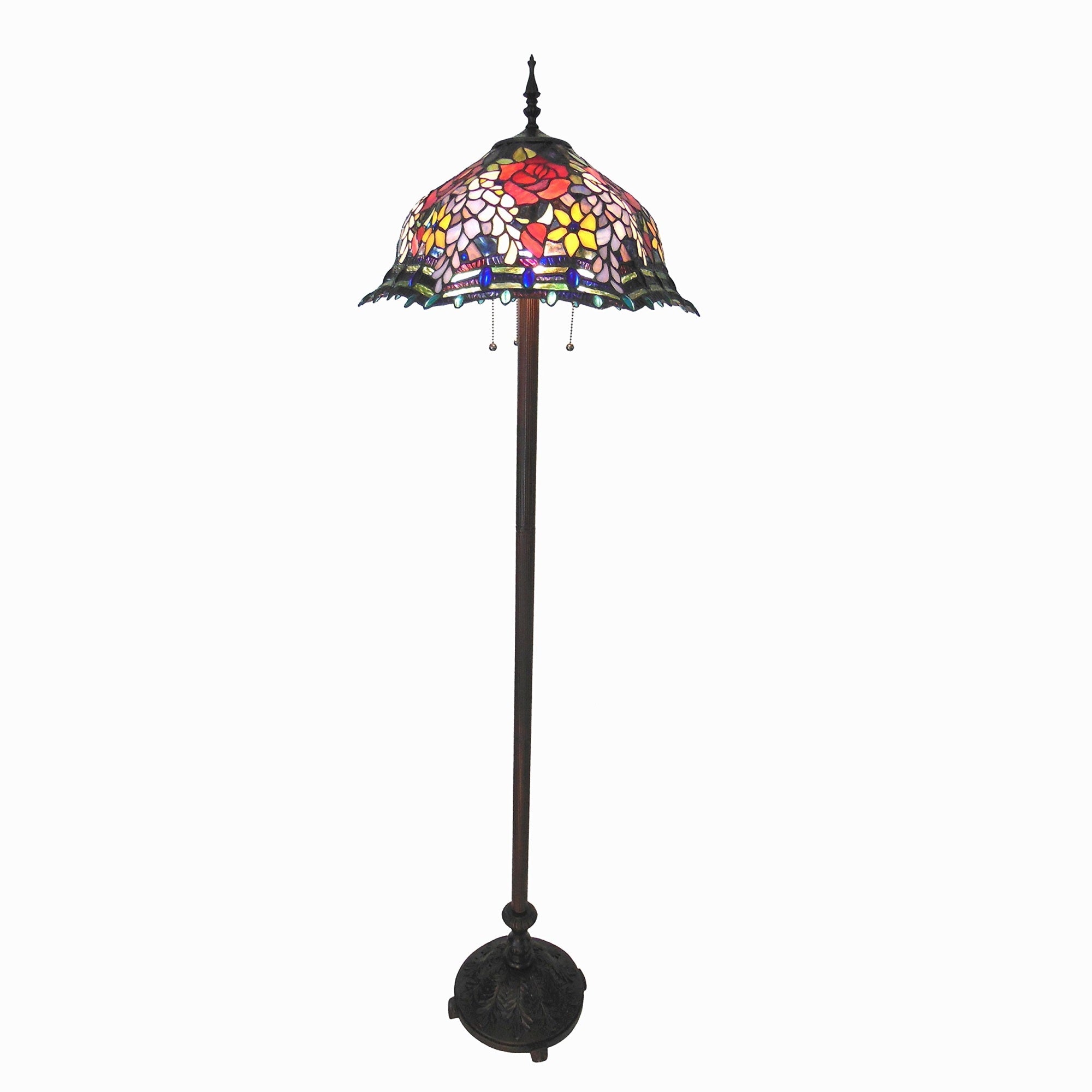 Chloe Ch18340Rf20-Fl3 Carrell Tiffany-Style Roses Floor Lamp With 20&quot; Shade, 61 X 20 X 20, Multicolor