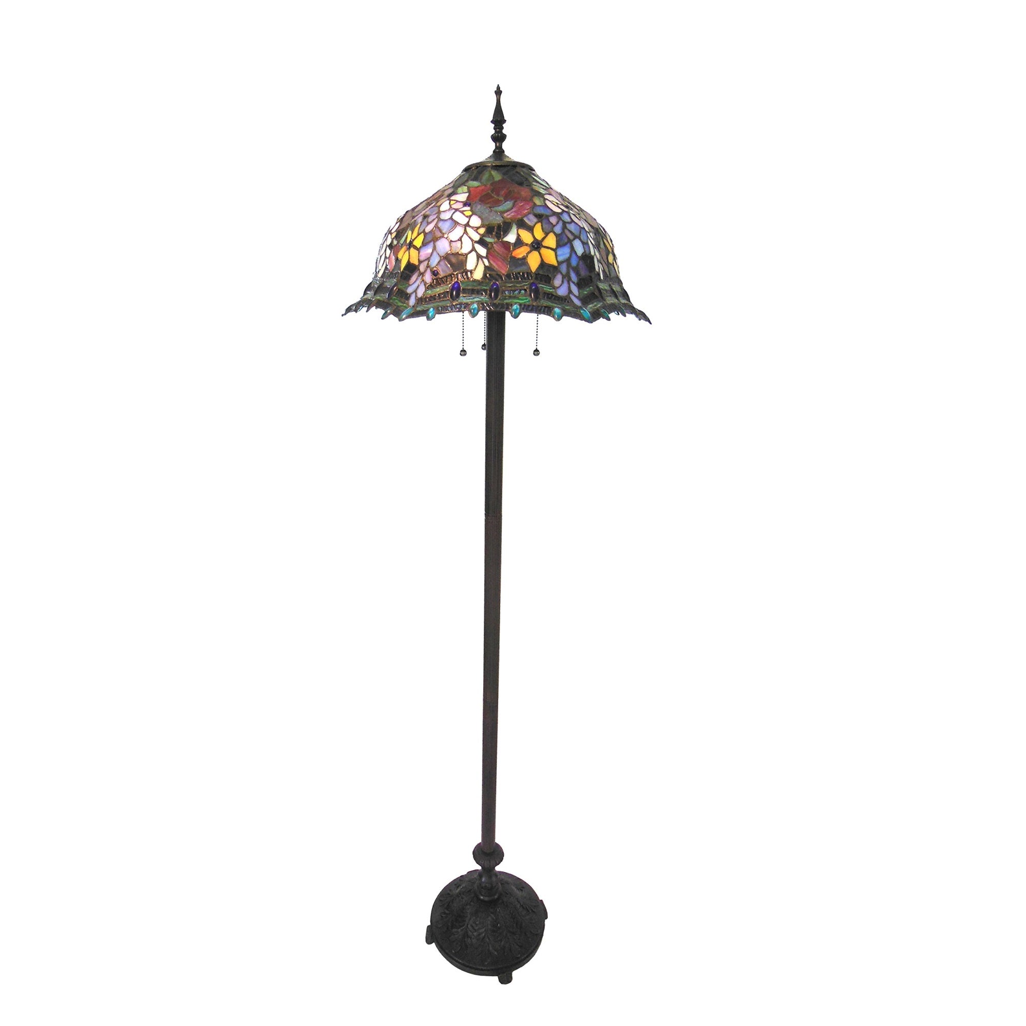Chloe Ch18340Rf20-Fl3 Carrell Tiffany-Style Roses Floor Lamp With 20&quot; Shade, 61 X 20 X 20, Multicolor