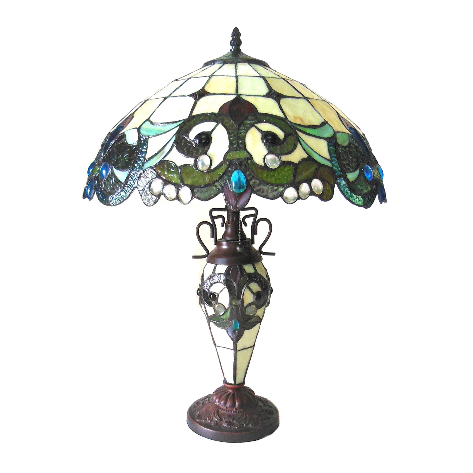 Chloe Ch18767Iv18-Dt3 18&quot; Shade Dulce Tiffany-Style 3 Light Victorian Double Lit Table Lamp, 24.5 X 18 X 18, Multicolor