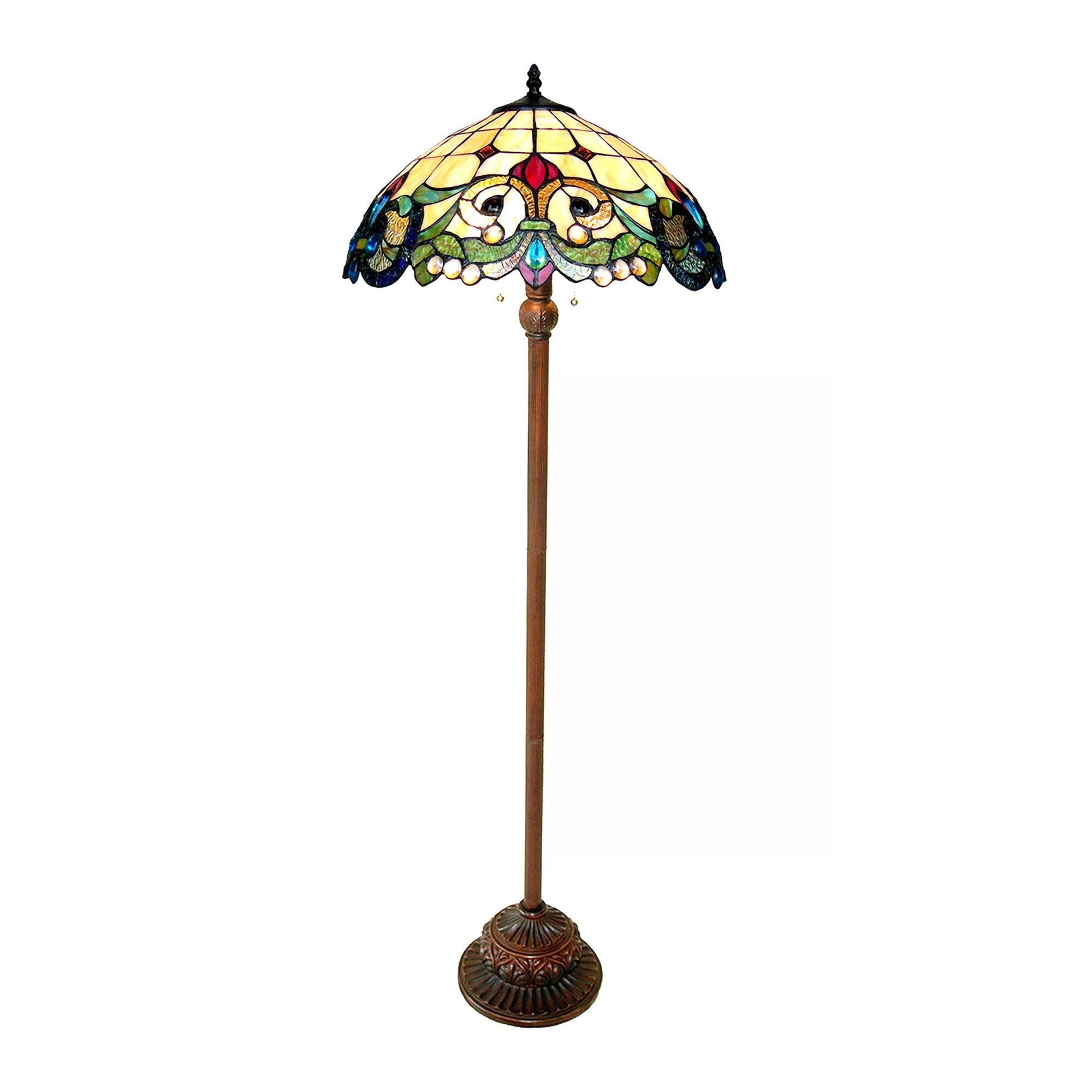 Chloe Ch18767Iv18-Fl2 18&quot; Shade Dulce Tiffany-Style 2 Light Victorian Floor Lamp, 64 X 18 X 18, Multicolor