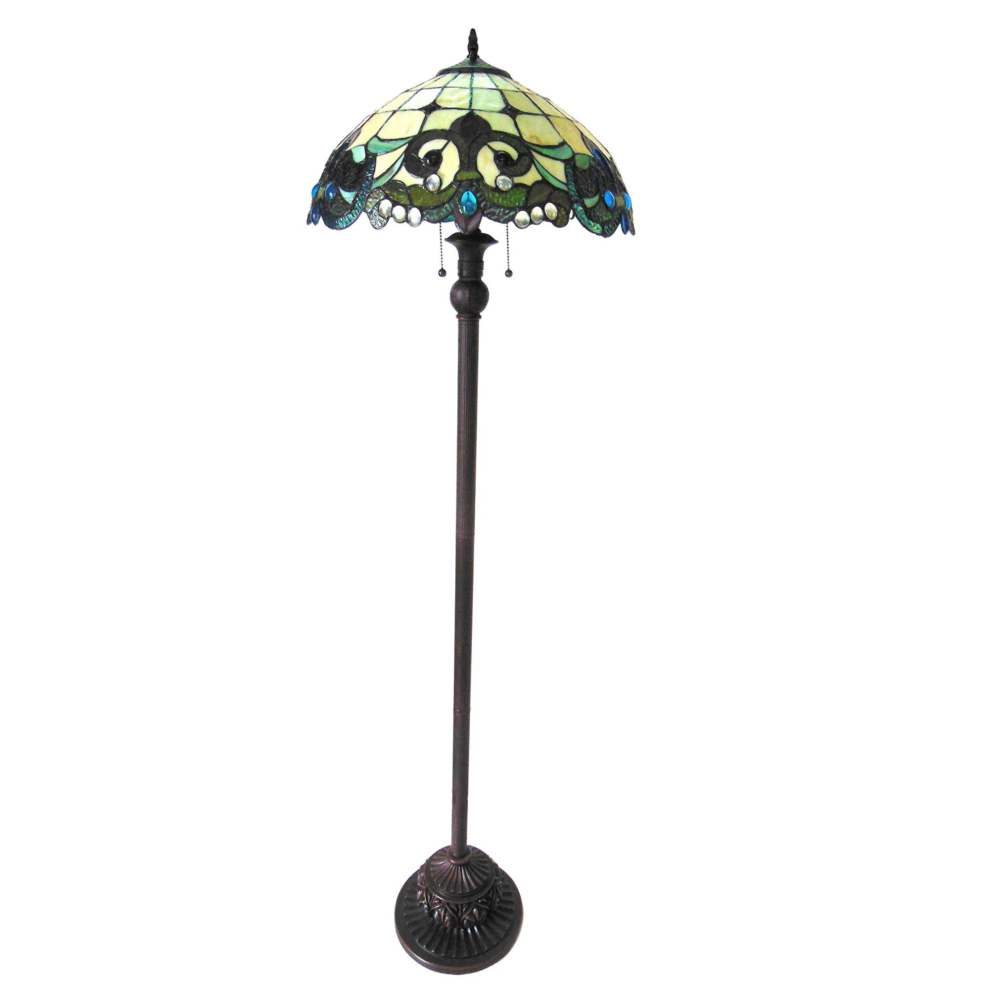 Chloe Ch18767Iv18-Fl2 18&quot; Shade Dulce Tiffany-Style 2 Light Victorian Floor Lamp, 64 X 18 X 18, Multicolor