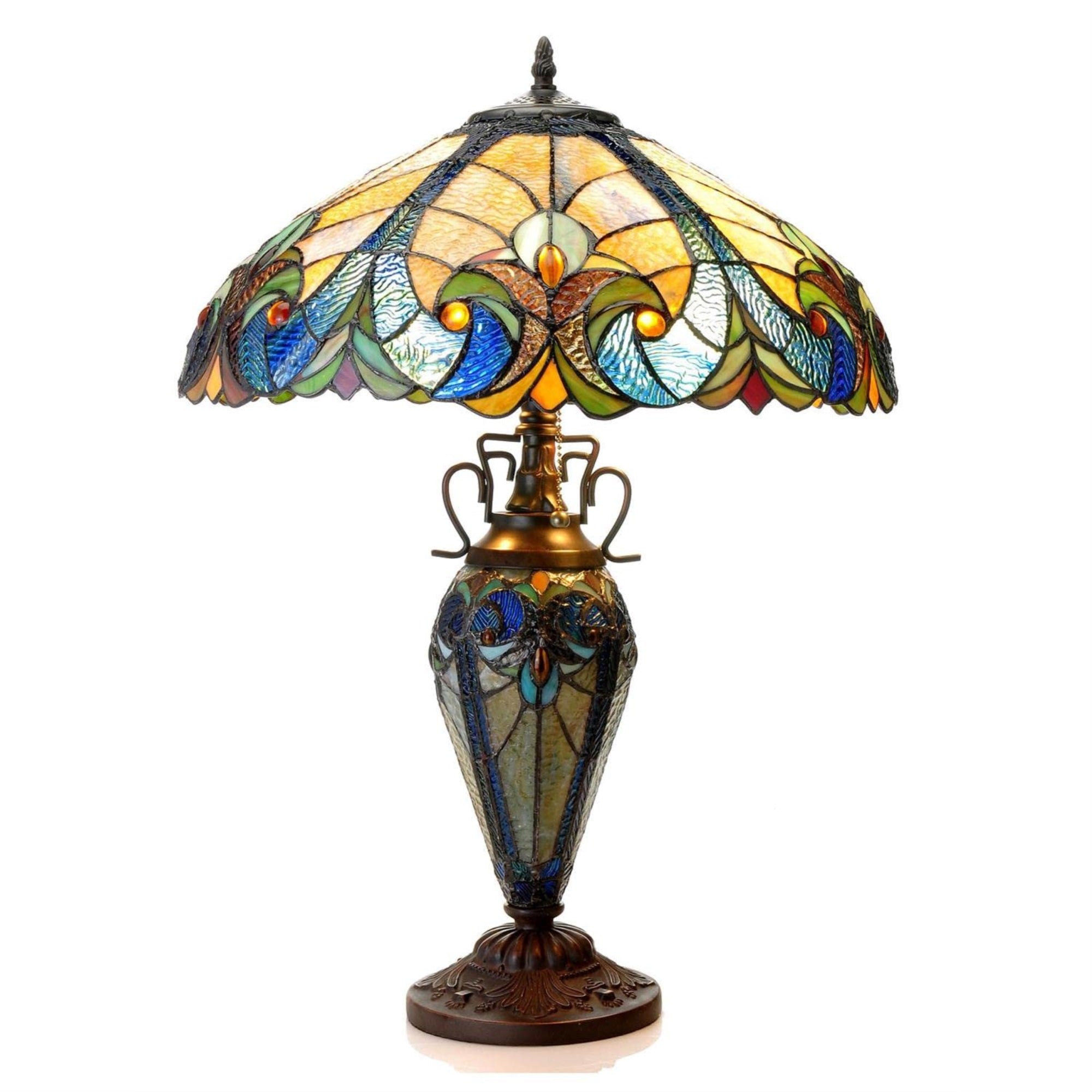 Chloe Lighting Tiffany Liaison 3 Light Table Lamp 18-Inch Shade Multicolor Model CH18780VA18-DT3 Glass & Resin