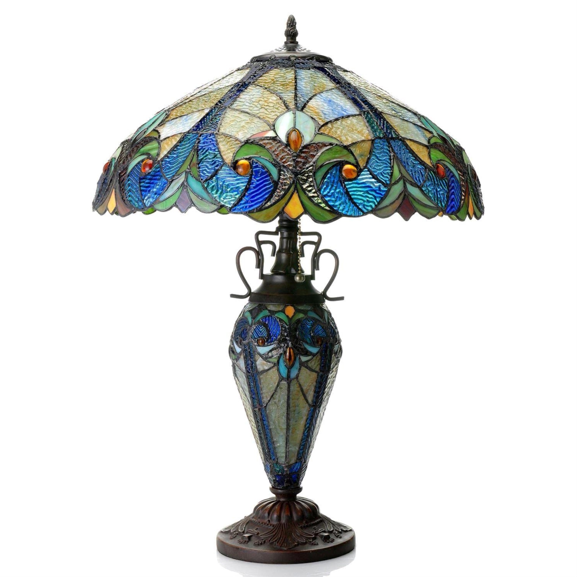 Chloe Lighting Tiffany Liaison 3 Light Table Lamp 18-Inch Shade Multicolor Model CH18780VA18-DT3 Glass & Resin