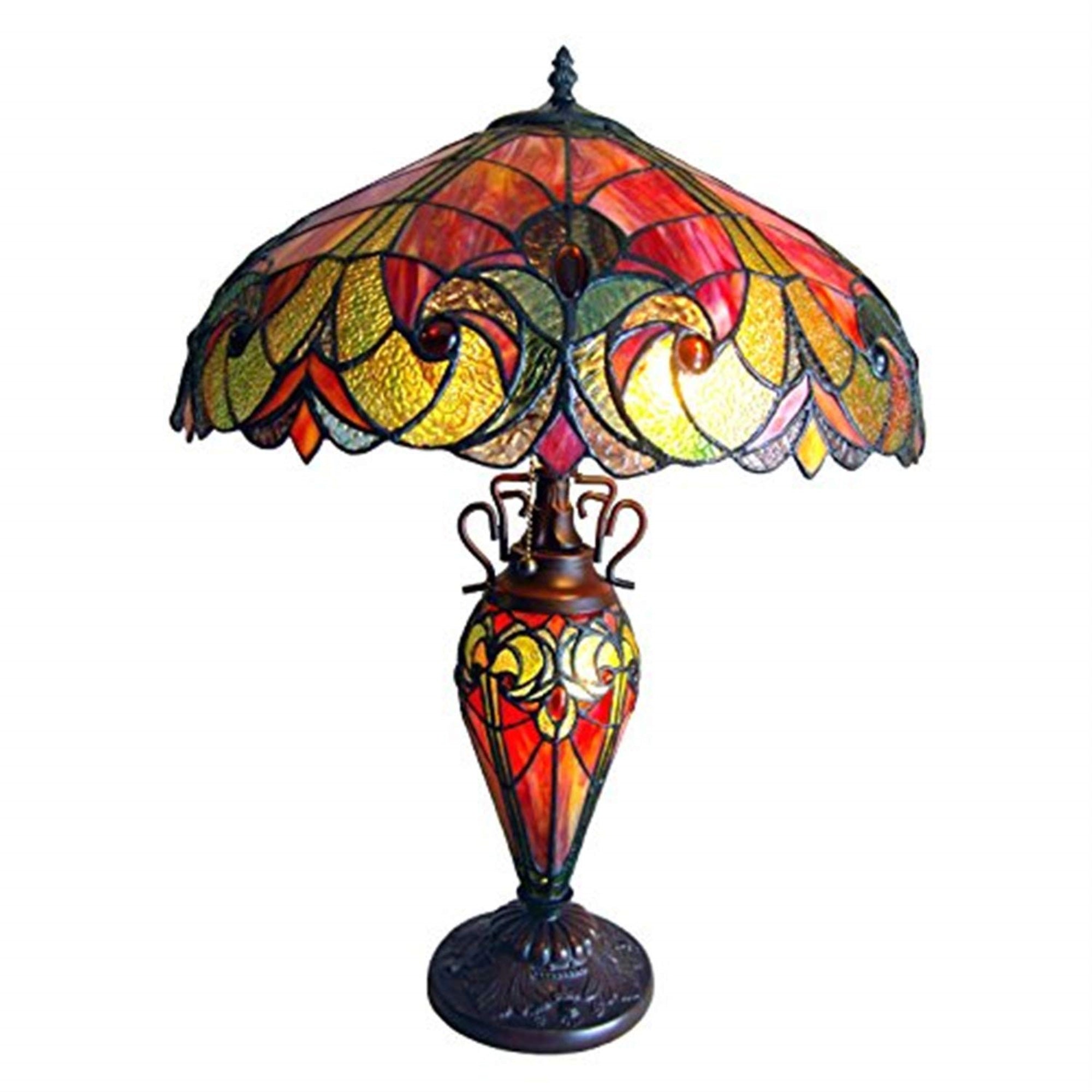 Chloe Lighting Liaison Tiffany-Style 3 Light Victorian Double Lit Table Lamp 18'' Shade