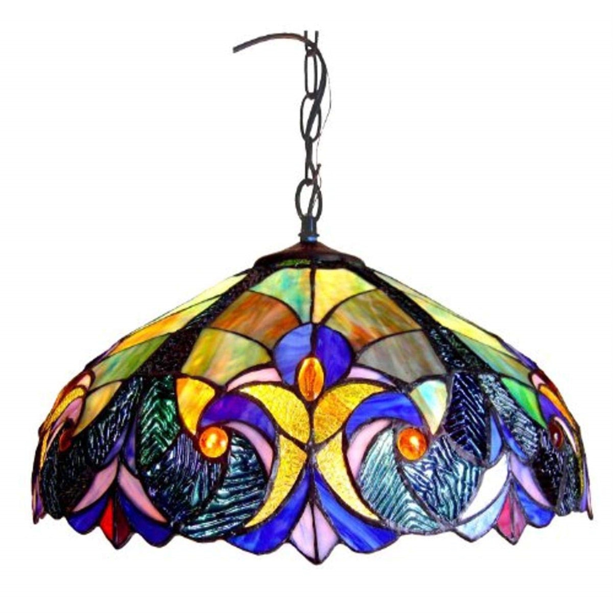 Chloe Lighting Ch18780T-Dpd2 Tiffany-Style 2-Light Ceiling Pendant Fixture With Shade, 8.5 X 18 X 18'', Bronze