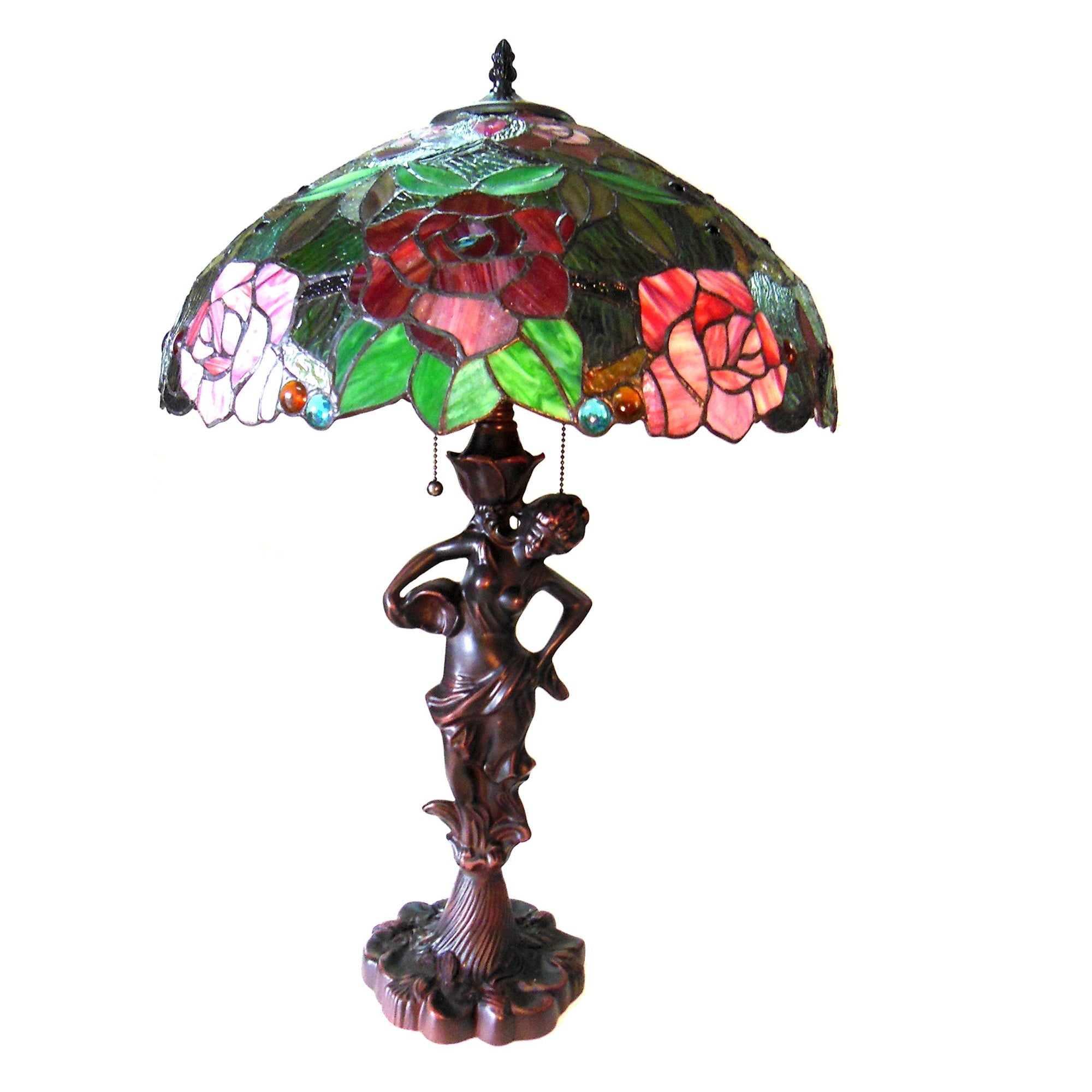Chloe Ch18790Rf18-Tl2 Peggy Tiffany-Style Roses Table Lamp With 18&quot; Shade