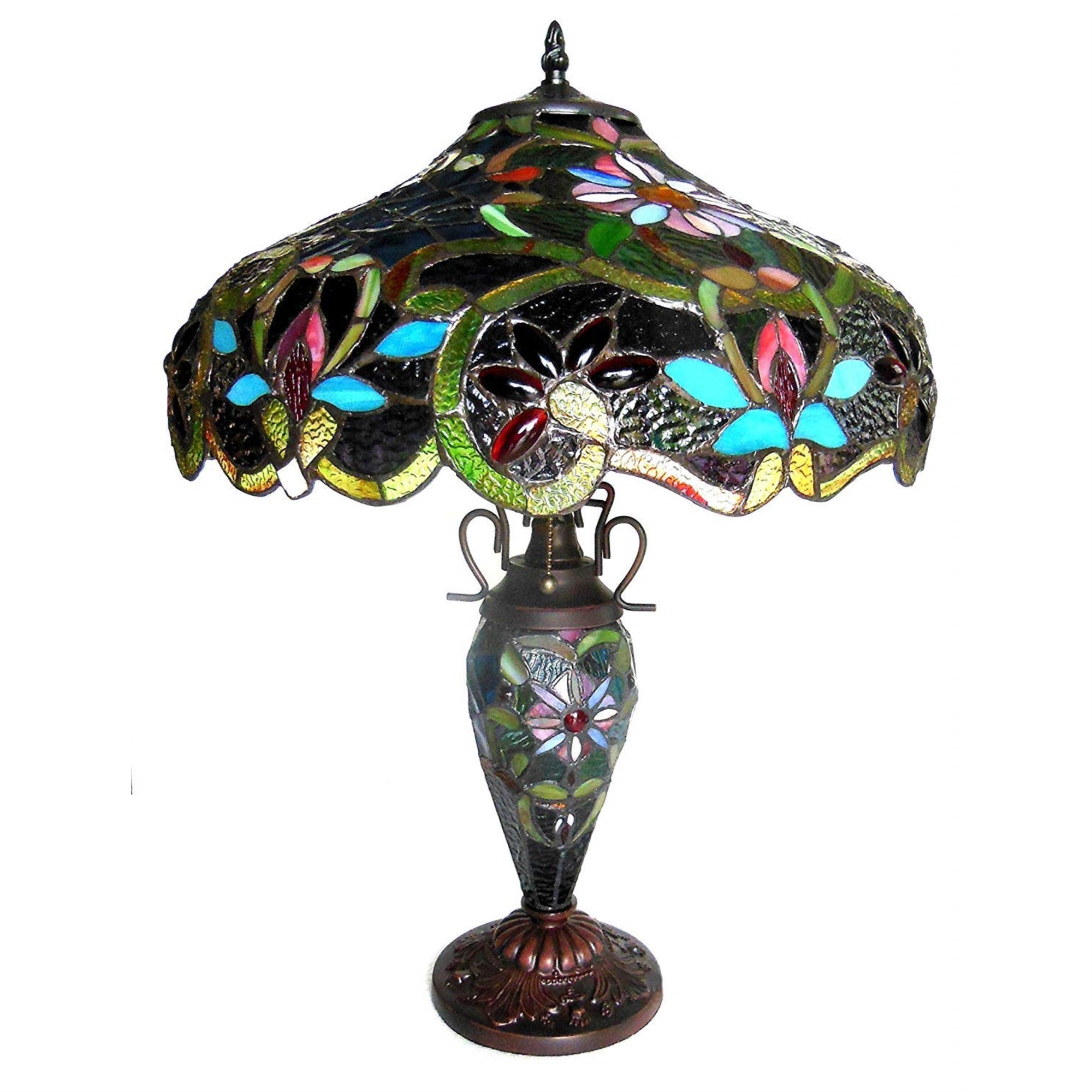Chloe Lighting Leslie Tiffany-Style Victorian 3 Light Double Lit Table Lamp 18'' Shade