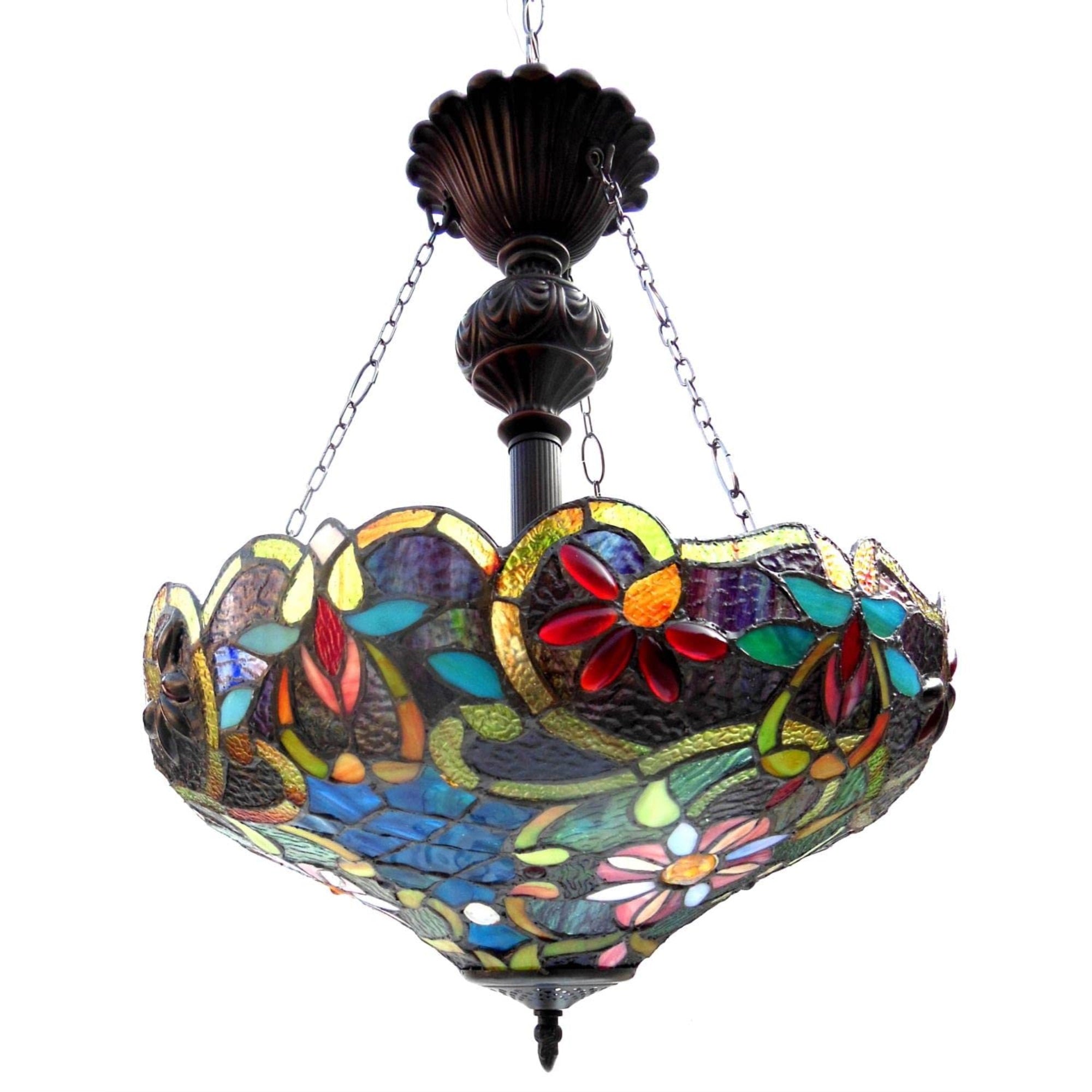 Chloe Lighting Leslie Tiffany Style Victorian Pendant Light, 2 Lights, 28.25 x 18 x 18in, Multicolor, Model CH1A674VB18-UH2