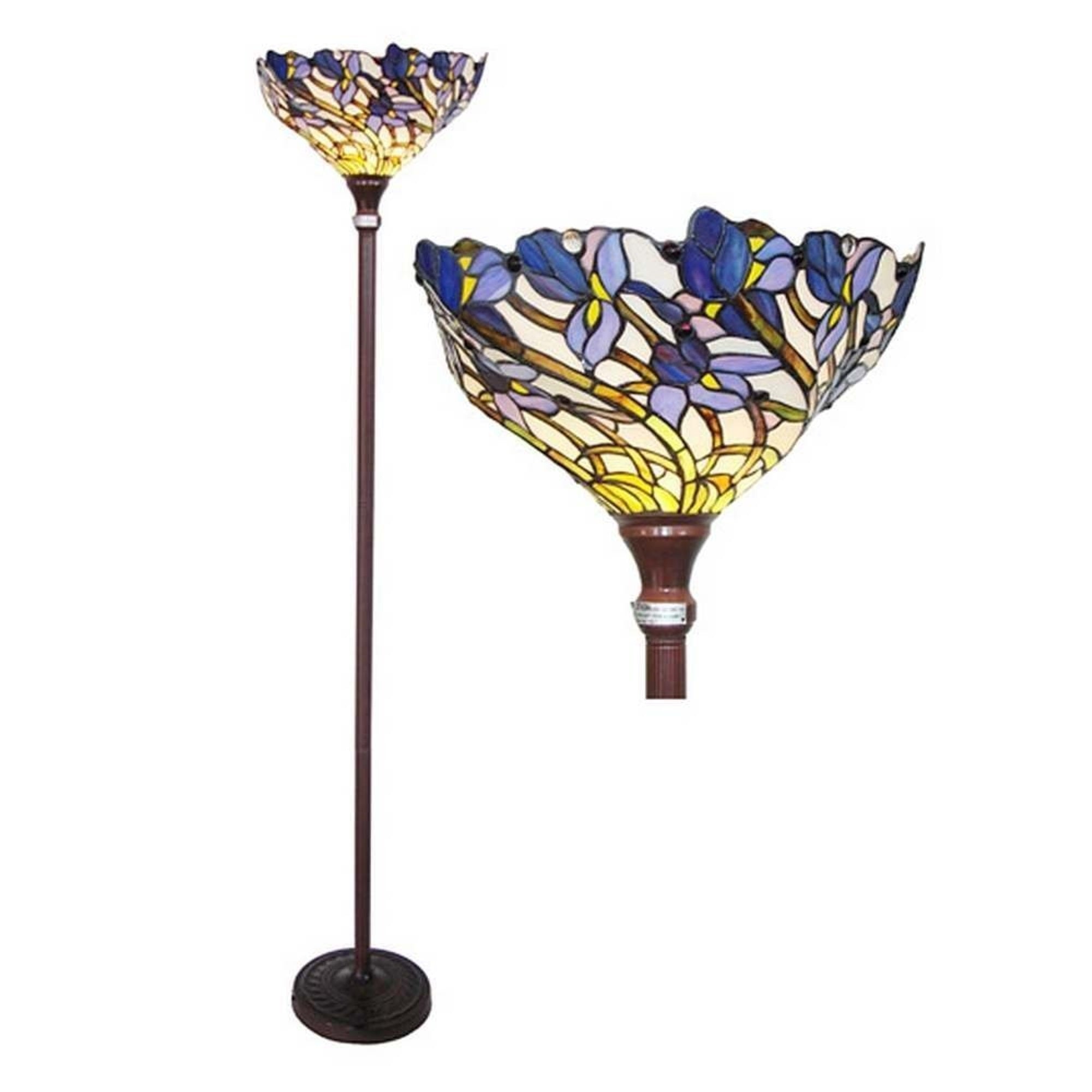 Chloe Lighting 1 Light Tiffany-Style Iris Torchiere Floor Lamp 17'' Shade