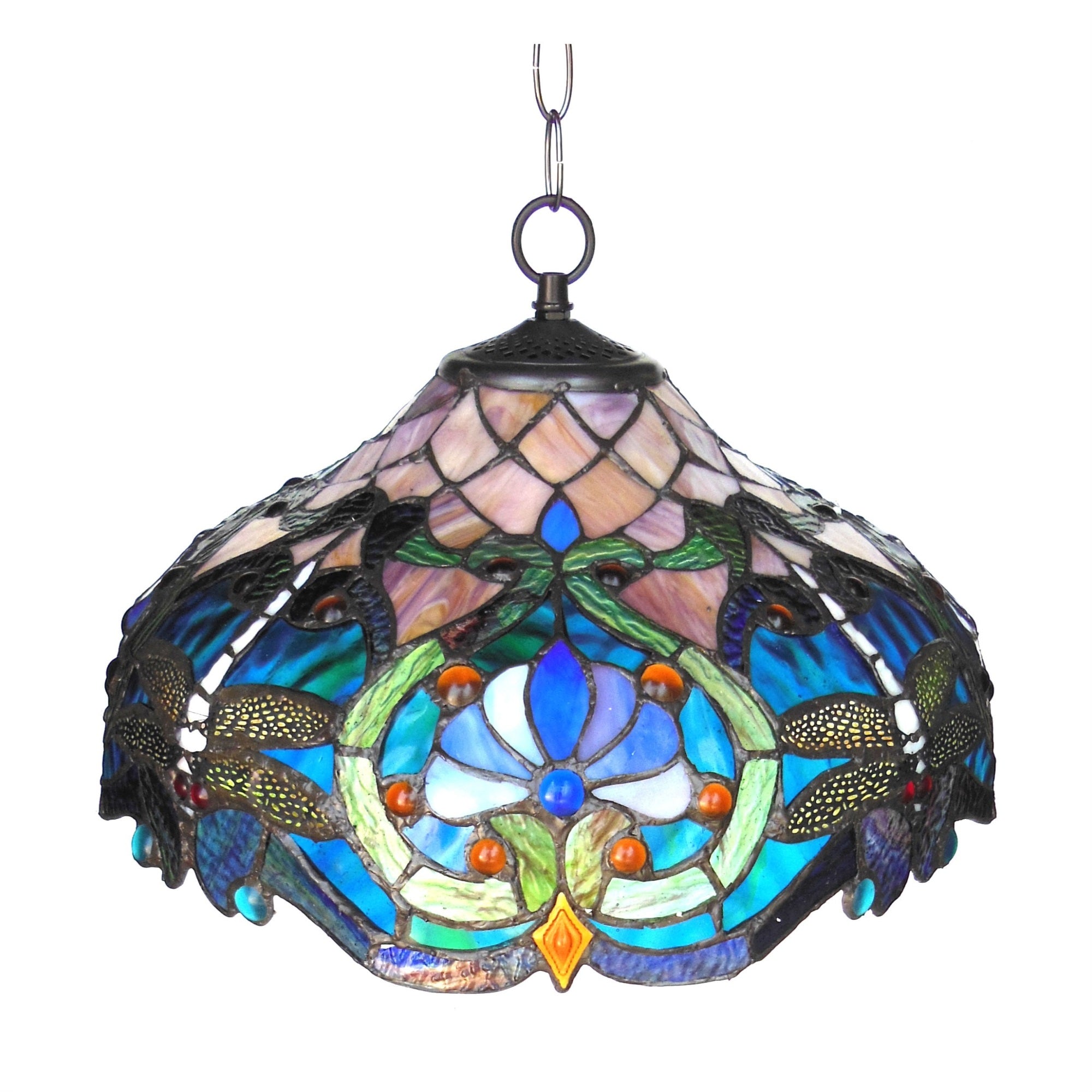 Chloe Ch1B715Bd17-Dh2 17" Shade Lydia Tiffany-Style 2 Light Victorian Ceiling Pendant Fixture