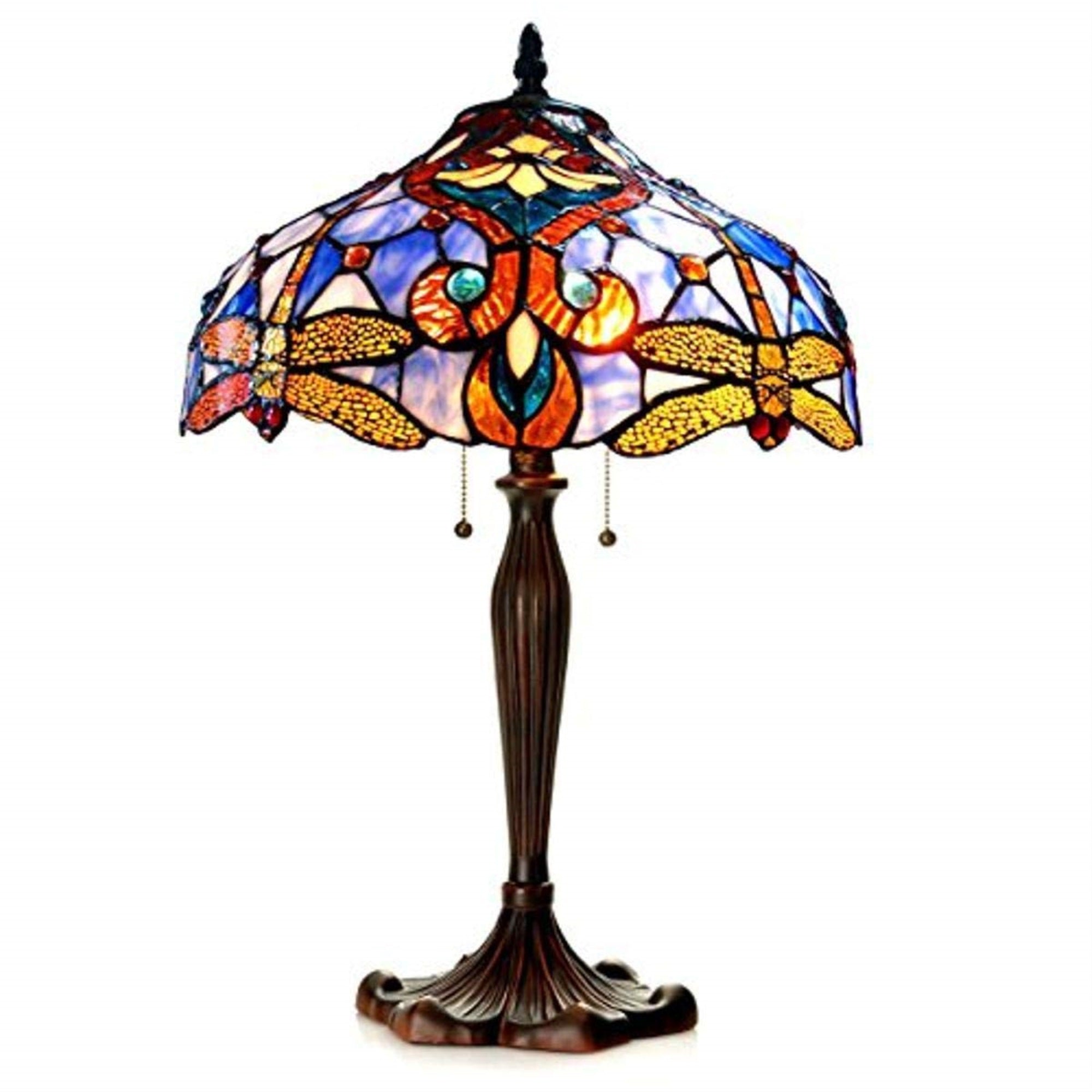 Chloe Lighting Ch1B717Bd17-Tl2 Julia Tiffany-Style Dragonfly 2-Light Table Lamp With Shade, 24 X 17 X 17&quot;