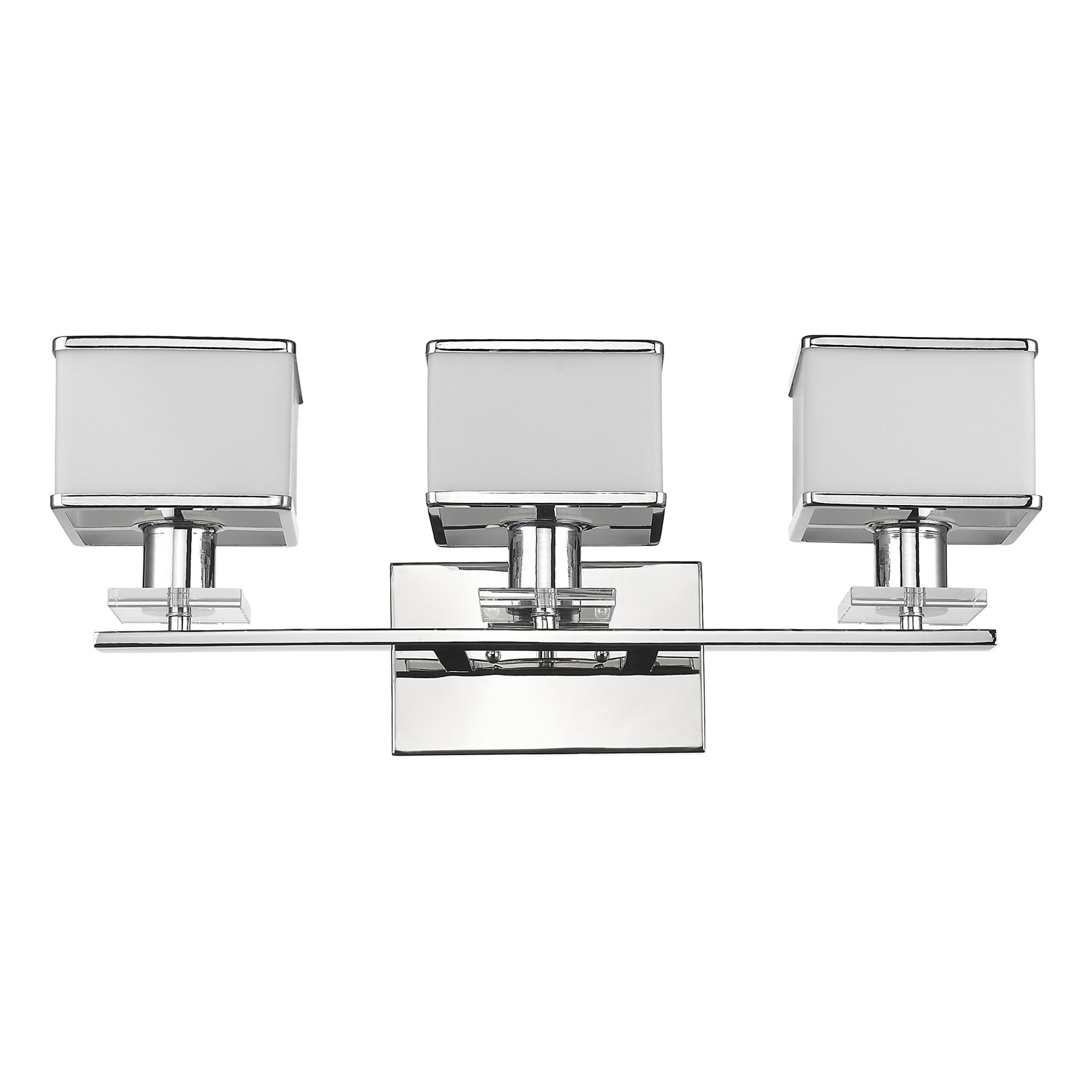 Trilluminate Contemporary 3 Light Chrome Finish White Opal Glass Bath Vanity Wall Fixture 24'' Wide