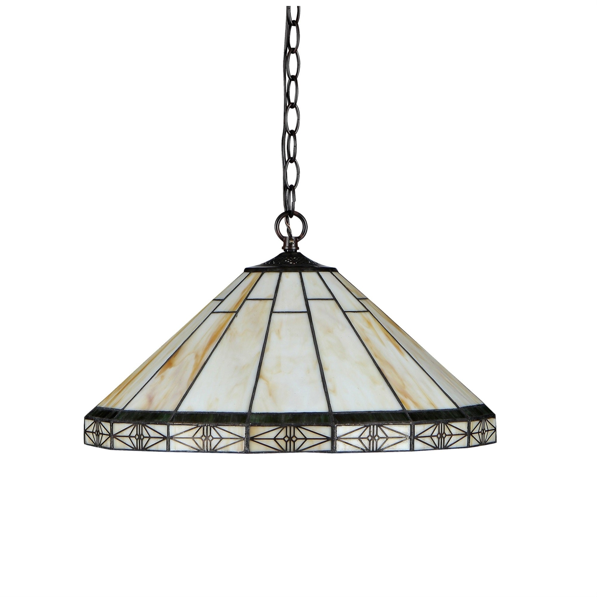 Chloe Lighting Belle Tiffany-Style Mission 2-Light Ceiling Pendant, 8.7x18.1in, Bronze, Model CH31315MI18-DH2, Glass & Metal