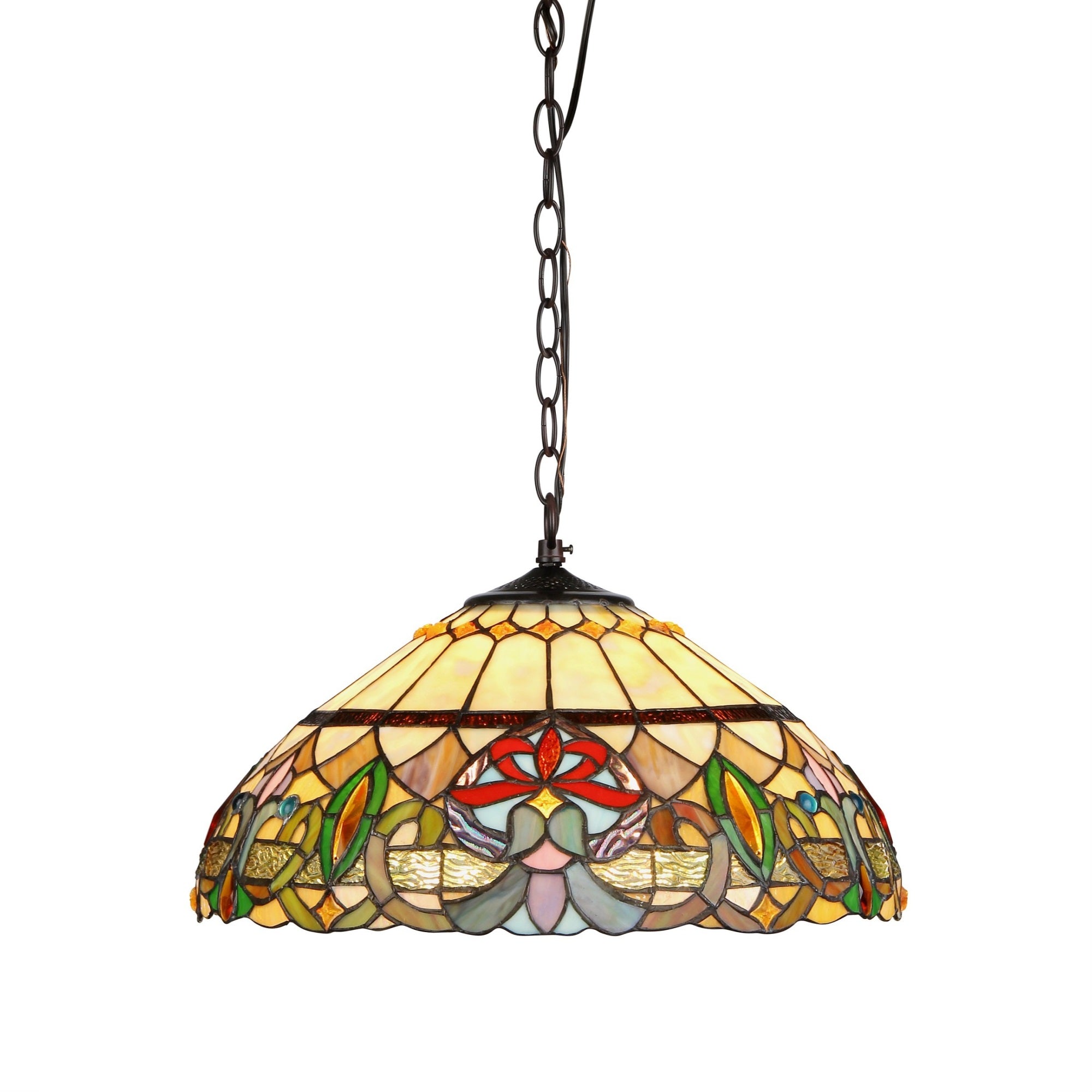 Chloe Lighting Hester Tiffany Style 2-Light Ceiling Pendant Fixture 18-Inch Shade Multi Colored CH33360VR18-DH2