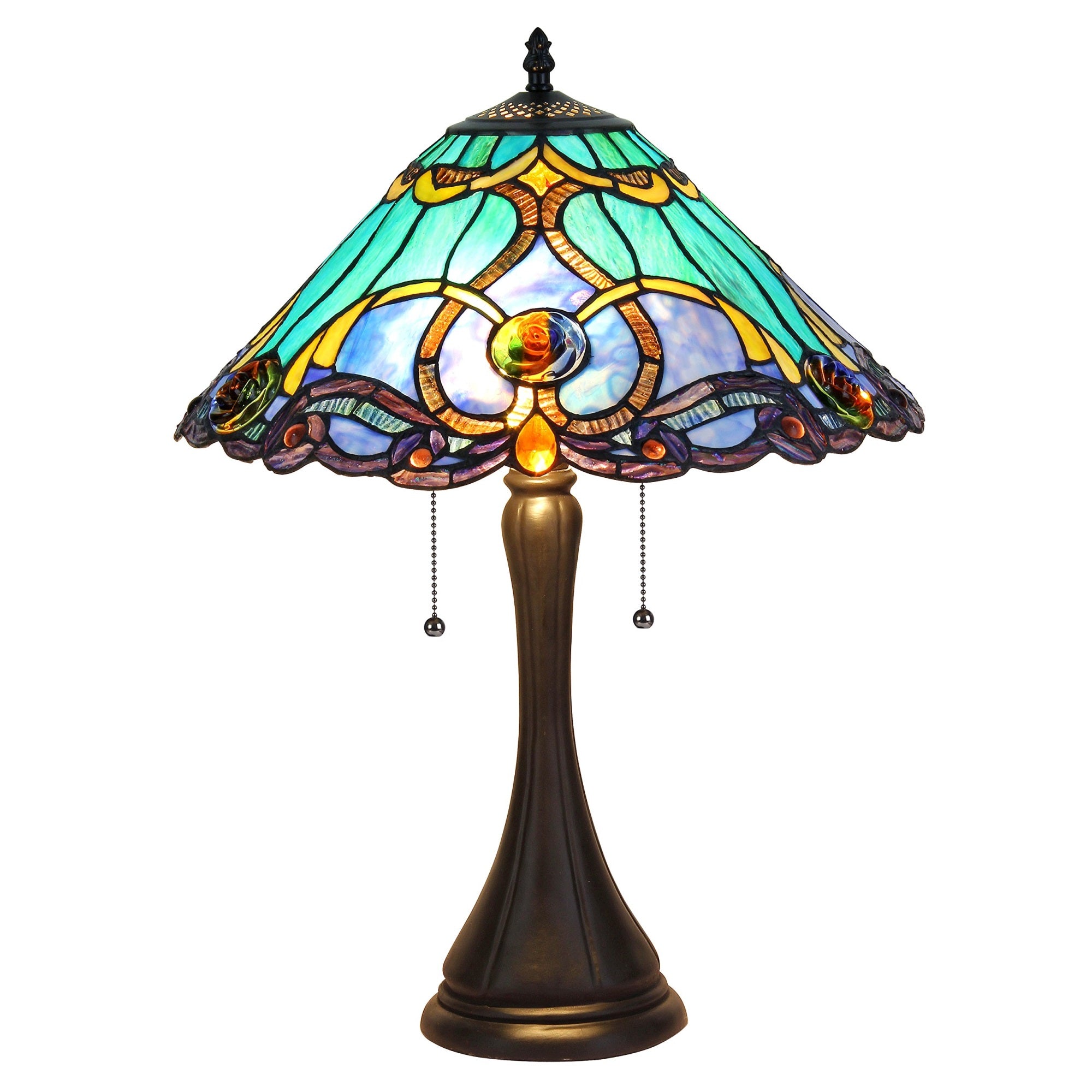Chloe Ch35372Bv16-Tl2 16&quot; Shade Tiffany-Style 2 Light Victorian Table Lamp, 21.3 X 15.7 X 15.7, Bronze