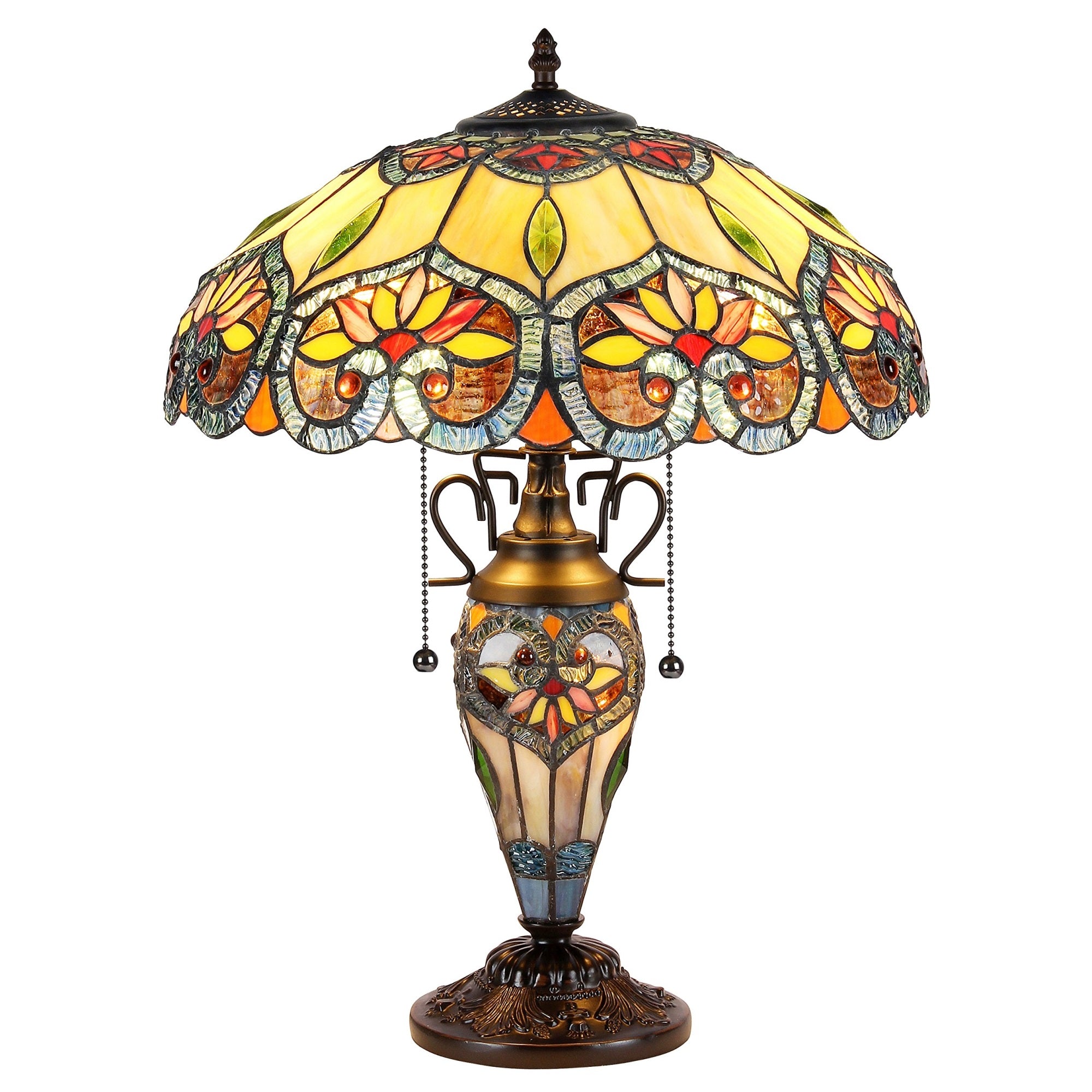 CHLOE Tiffany-Style Table Lamp 16in Shade Multicolor Glass Resin Model CH35502BF16-DT3