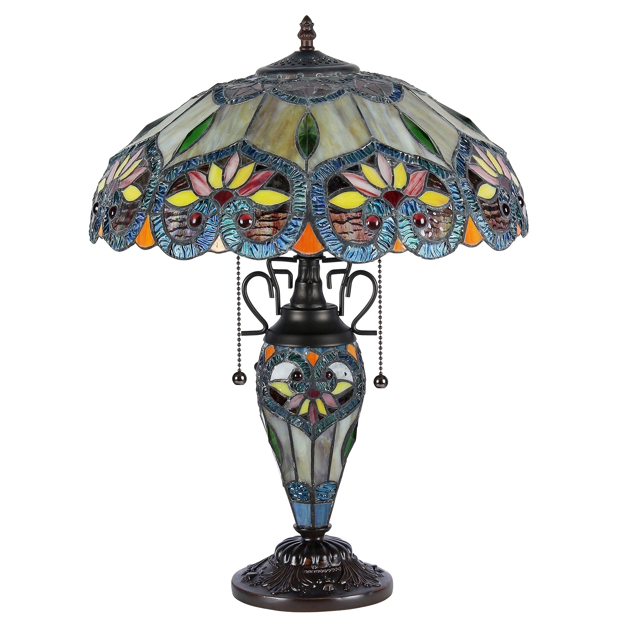 CHLOE Tiffany-Style Table Lamp 16in Shade Multicolor Glass Resin Model CH35502BF16-DT3