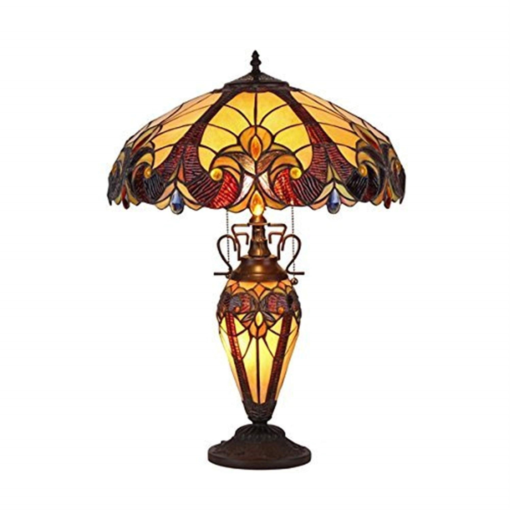 Chloe Lighting Ch38632Av18-Dt3 Tiffany Style 3 Light Victorian Double Lit Table Lamp 18&quot; Shade, 17.3&quot; X 17.3&quot; X 24.8&quot;, Multi