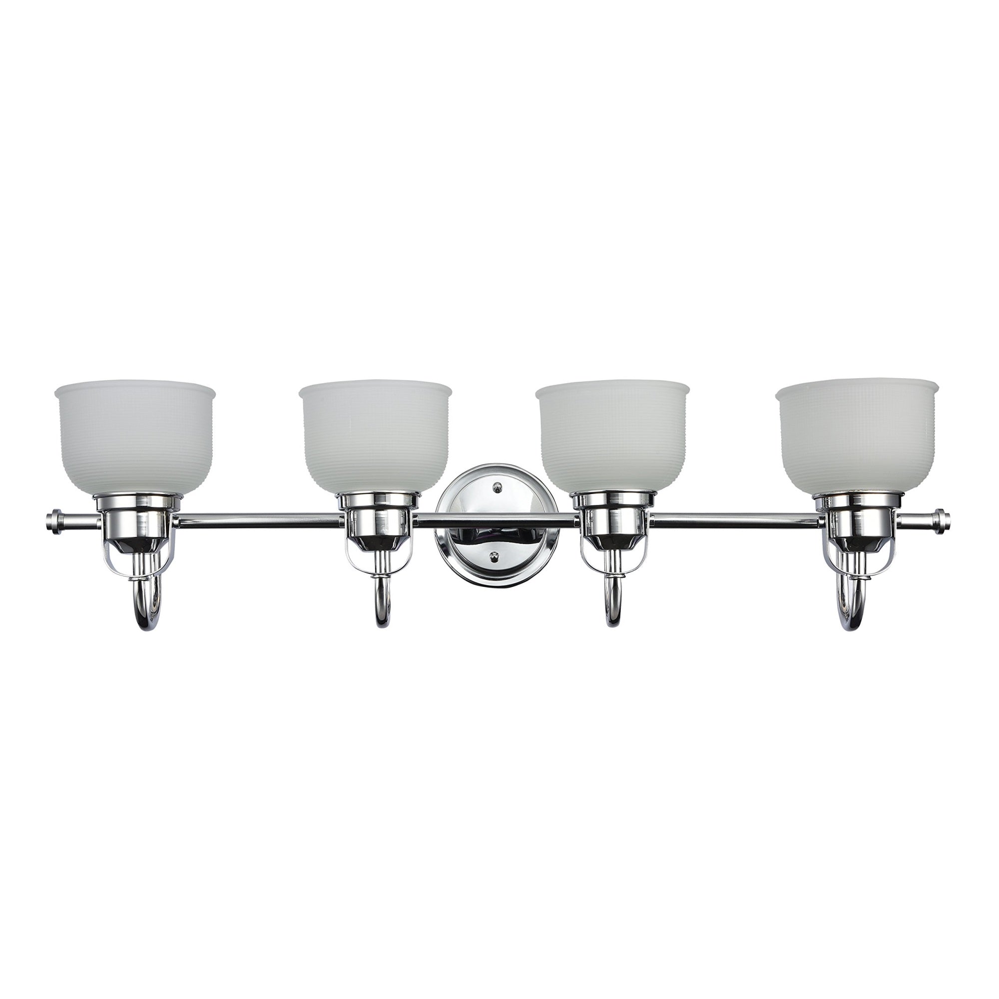 Chloe CH51049CM34-BL4 34'' Wide Industrial-Style 4 Light Chrome Finish Bath Vanity Wall Fixture White Frosted Prismatic Glass, 9