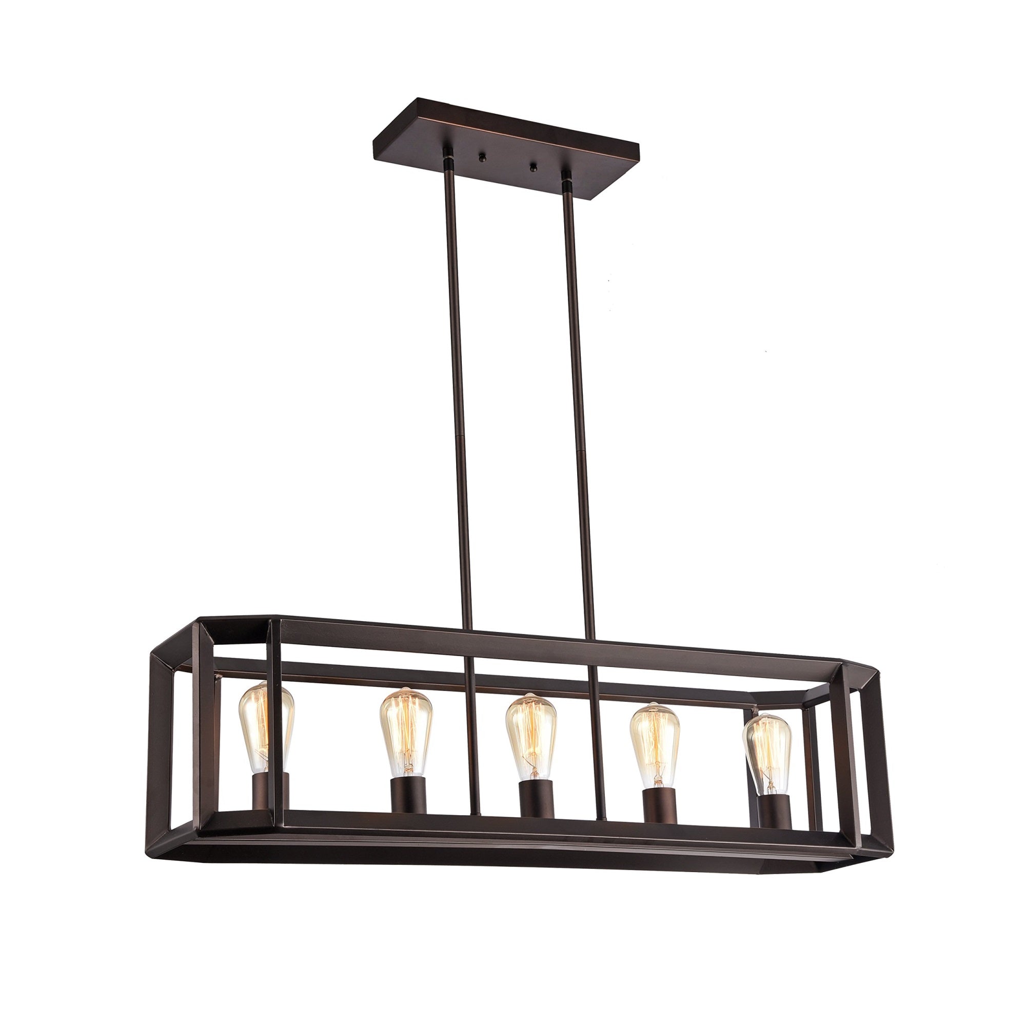 Chloe Lighting Ironclad Industrial-Style 5 Light Rubbed Bronze Pendant 34'' Wide