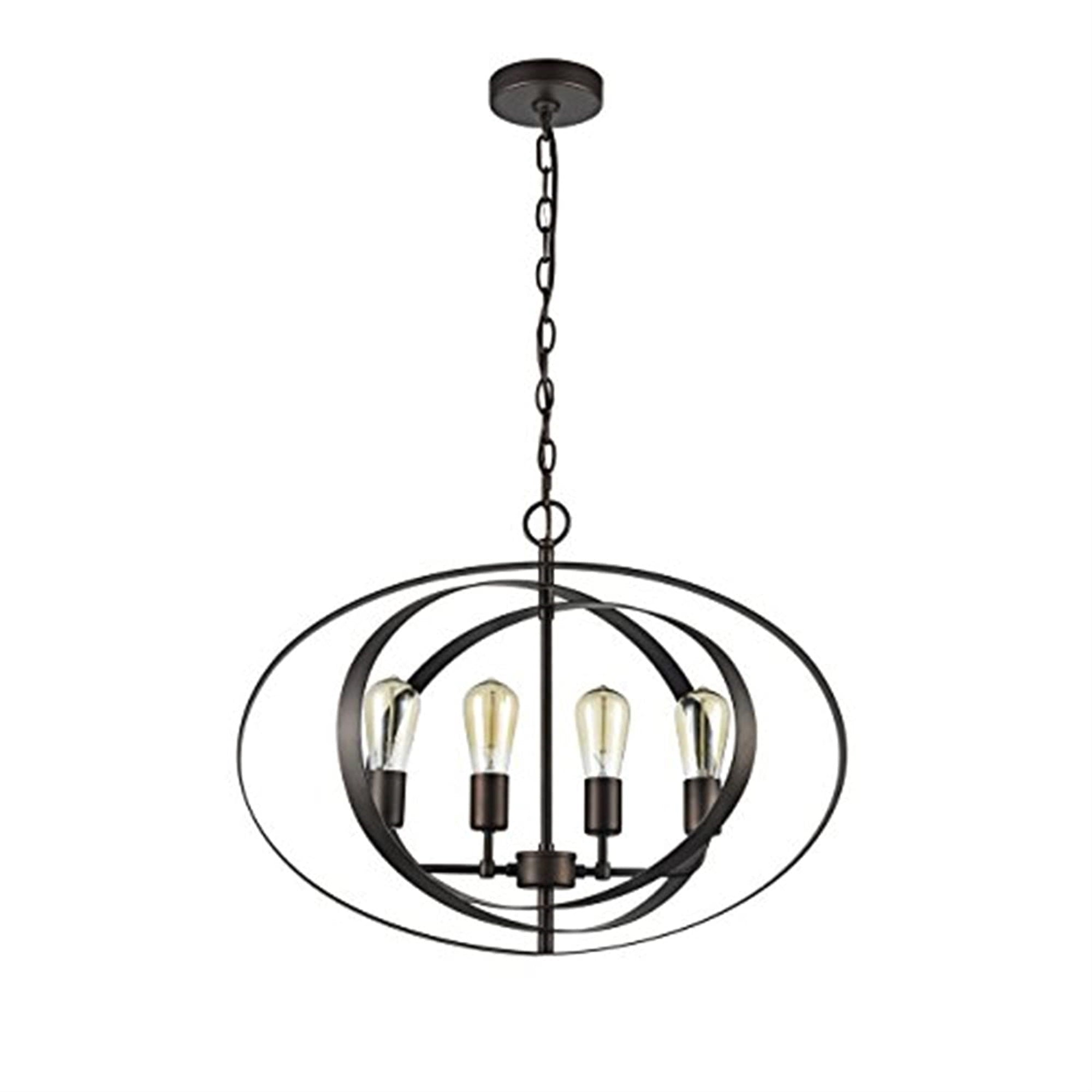 Chloe CH59073RB24-UP4 24in Industrial 4-Light Ceiling Pendant, Steel, Rubbed Bronze