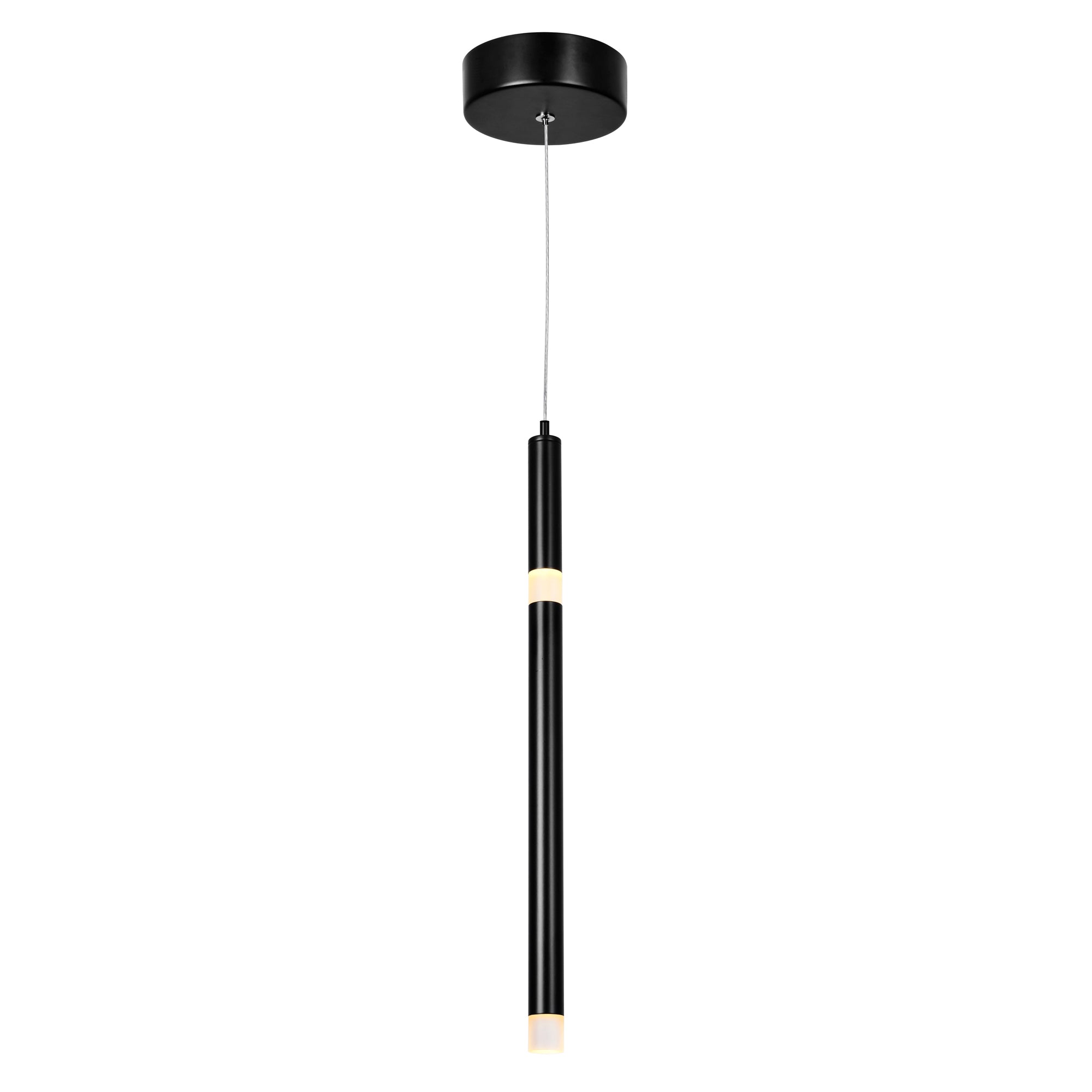 1 Light LED Pendant with Black finish