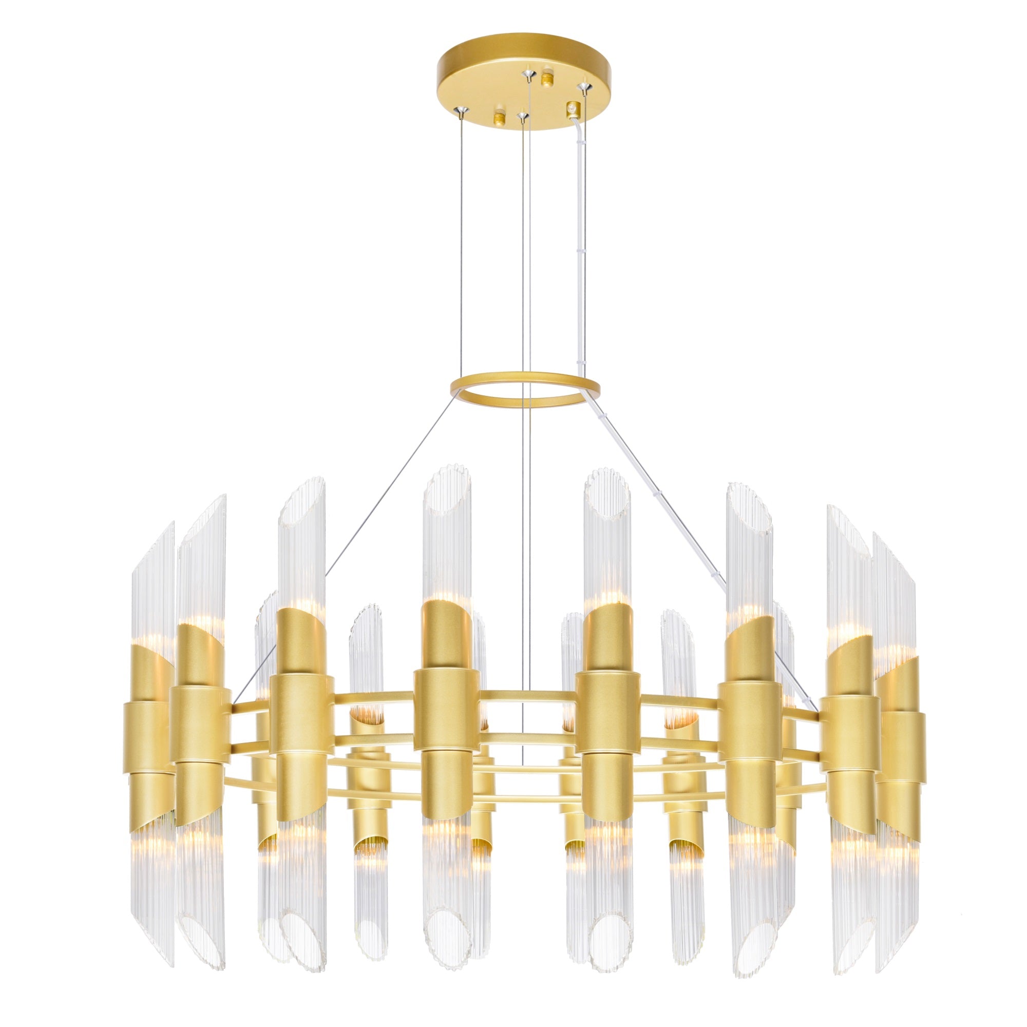 Cwi Lighting Croissant 36-Light Satin Gold Metal Chandelier - Contemporary Design