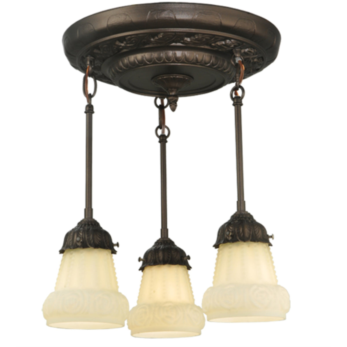 15'' Wide White Puffy Rose 3 Light Semi-Flushmount