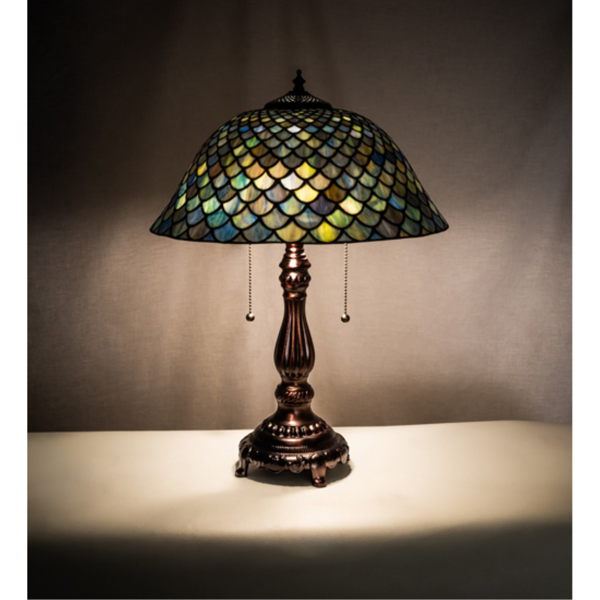 22 inch High Tiffany Fishscale Table Lamp